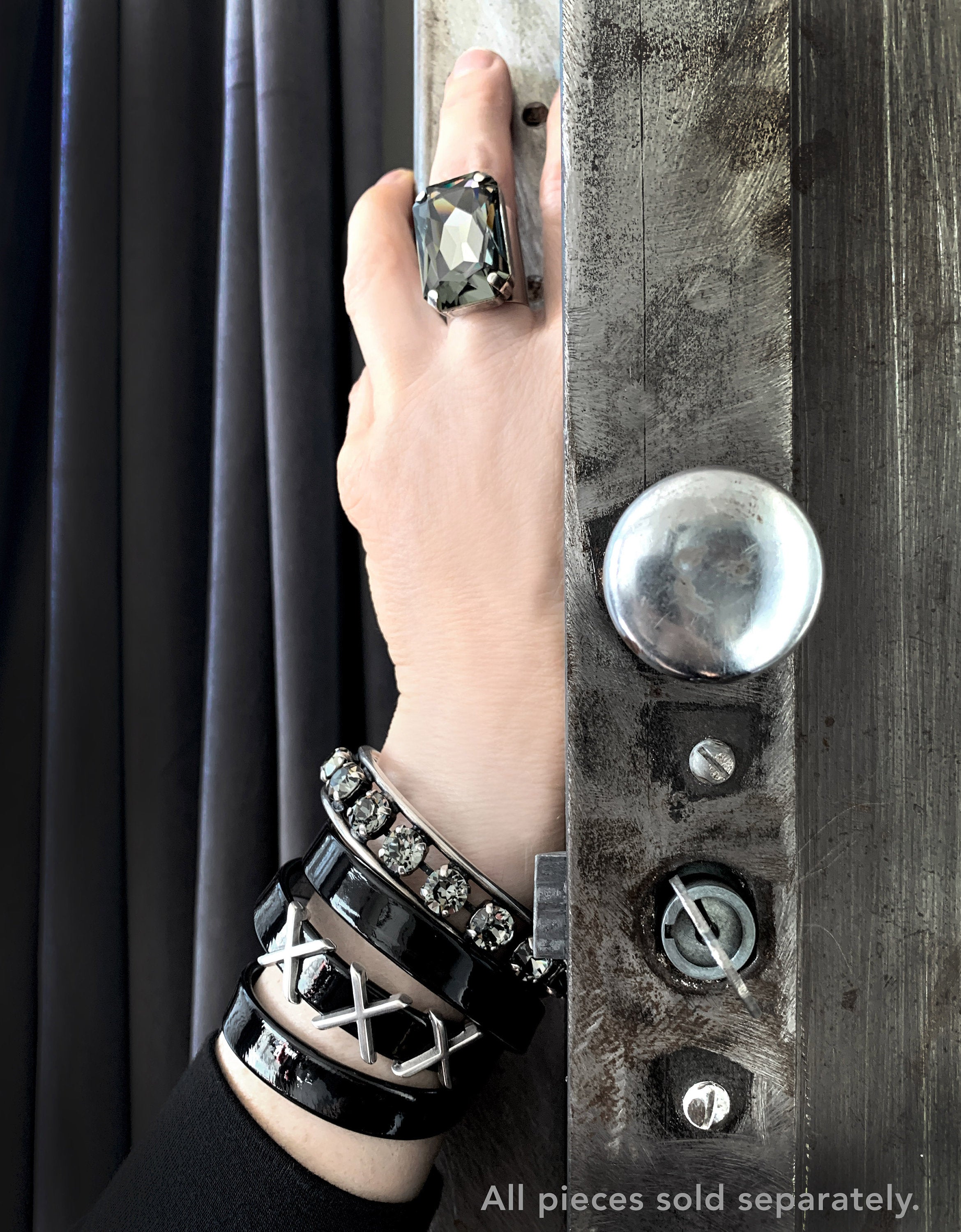 XXX - Shiny Black Patent Leather Wrap Bracelet