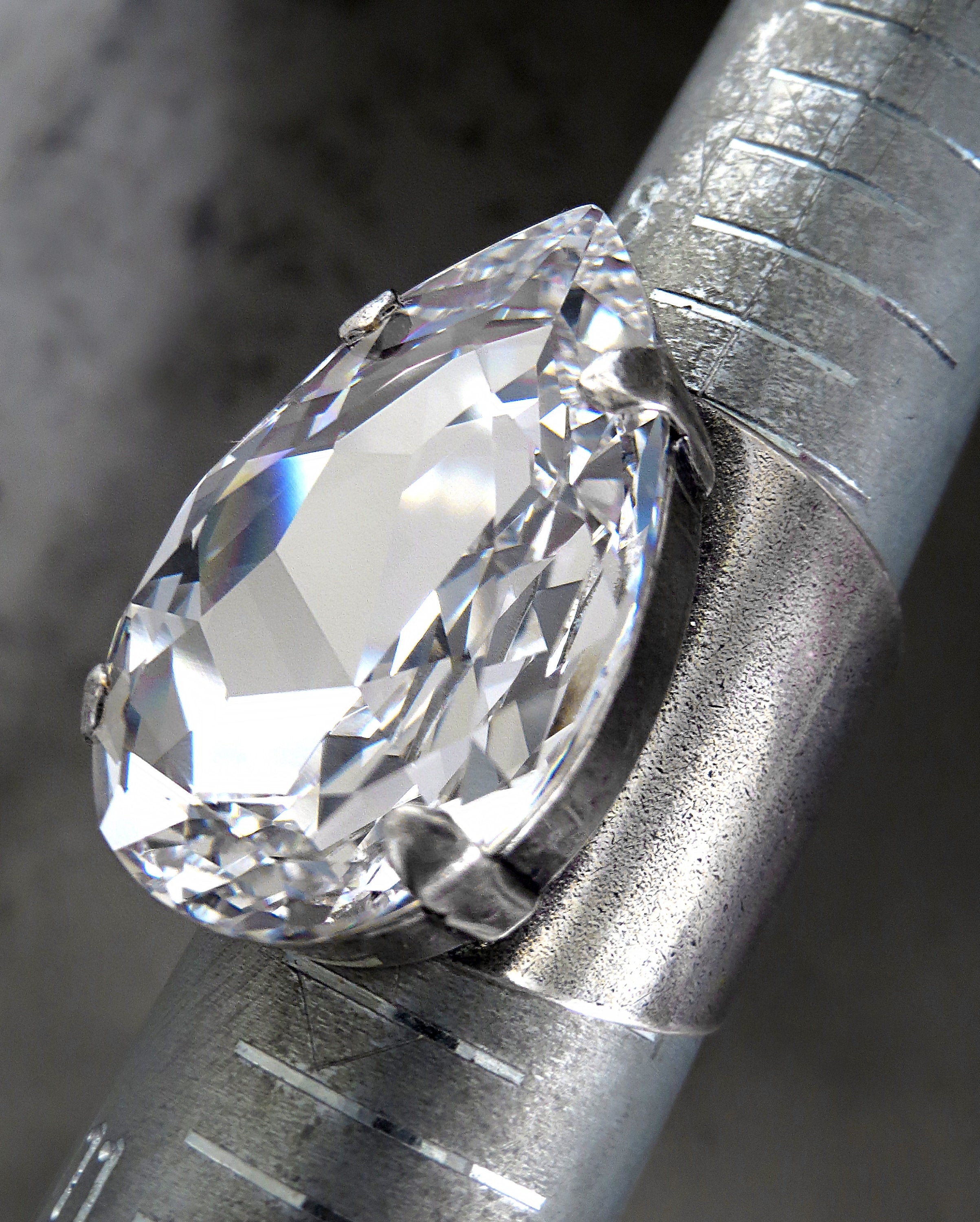 STAR GAZING -  Large Teardrop Crystal Ring with Brilliant Clear Crystal