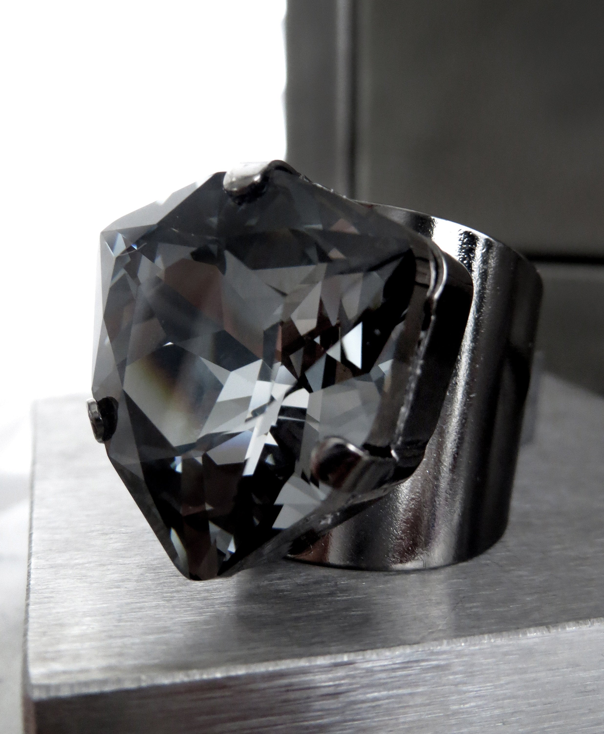 DARK ENERGY - Black Night Trilliant Crystal Ring