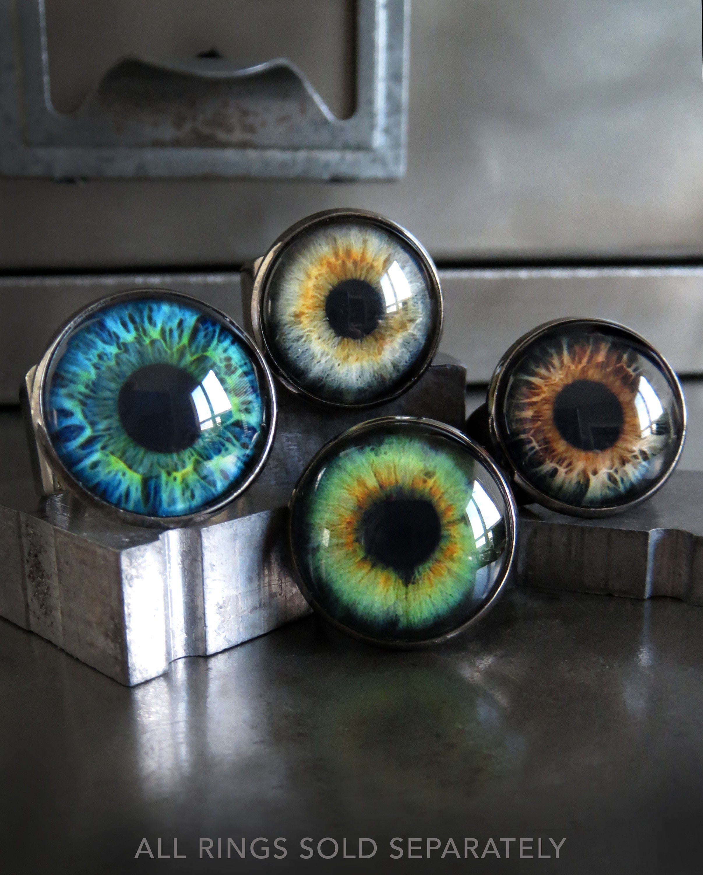 Halloween Eyeball Ring with Realistic Brown Eye - Two Sizes