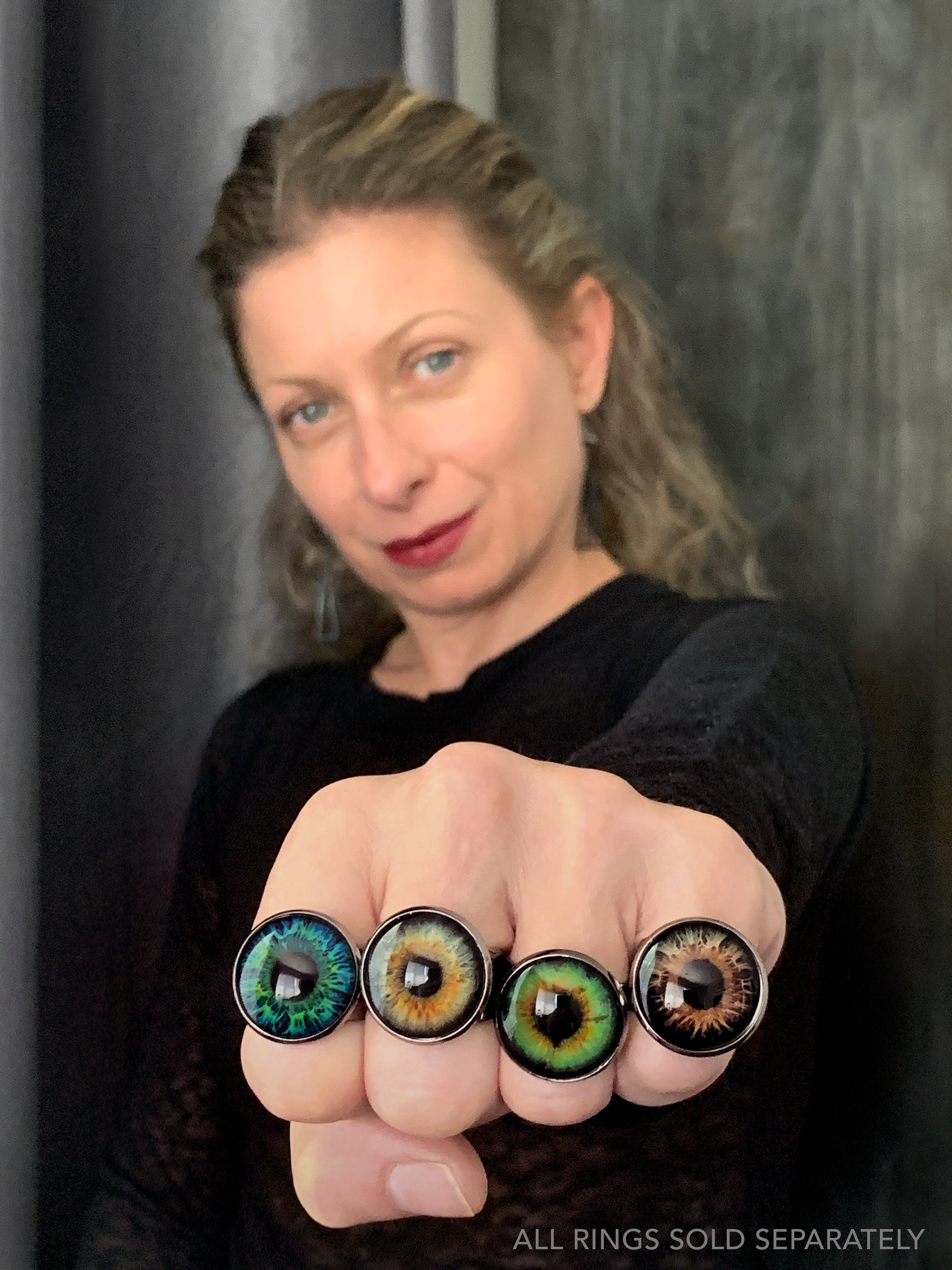 Halloween Eyeball Ring with Realistic Brown Eye - Two Sizes