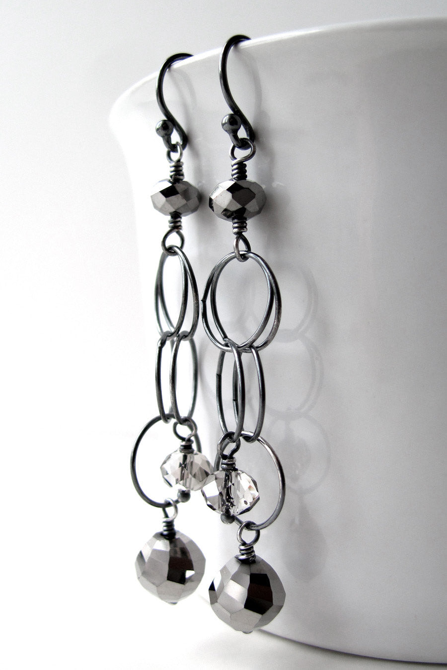 SPACE IN THE VOID - Oxidized Sterling Silver Circle Earrings