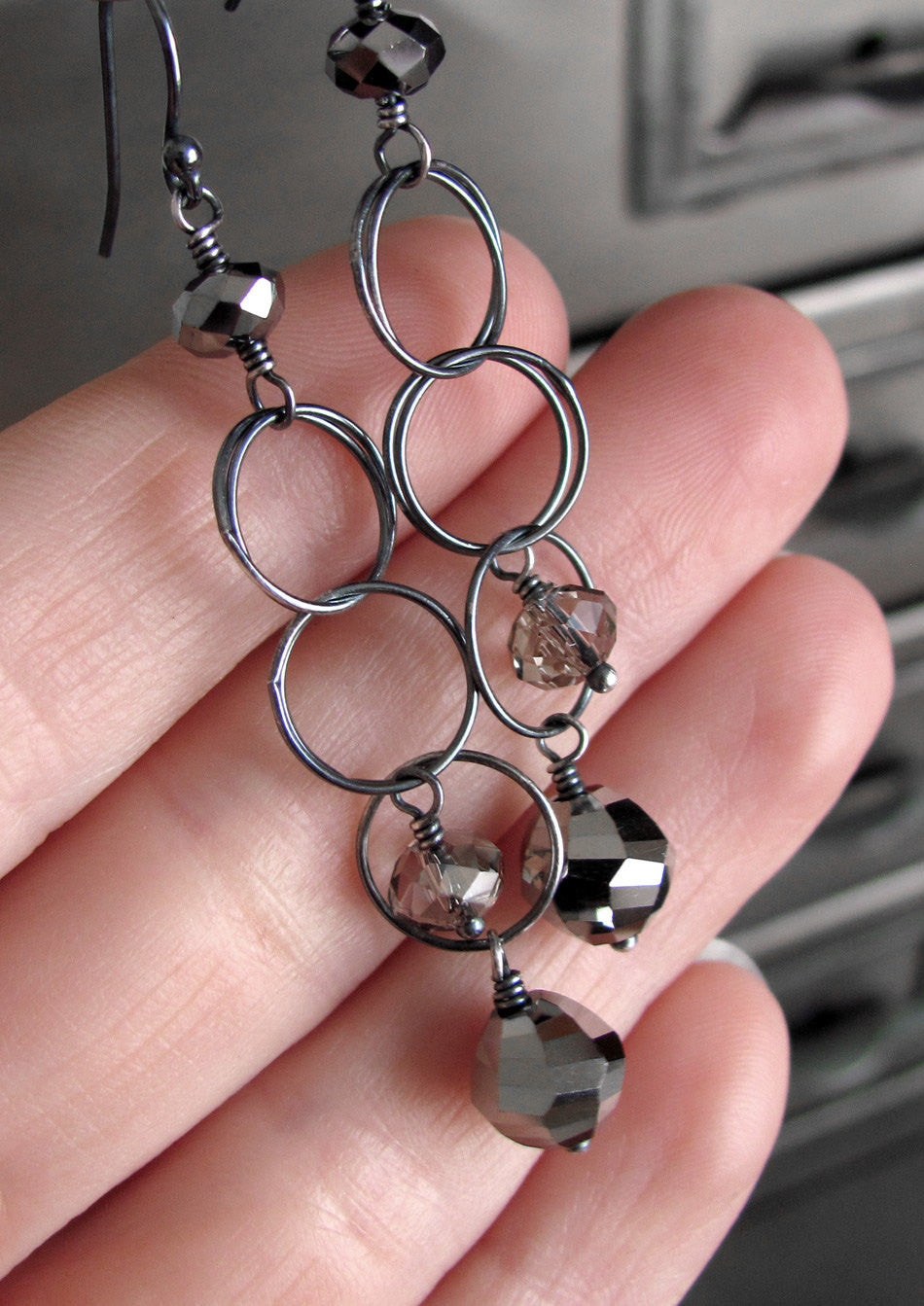 SPACE IN THE VOID - Oxidized Sterling Silver Circle Earrings