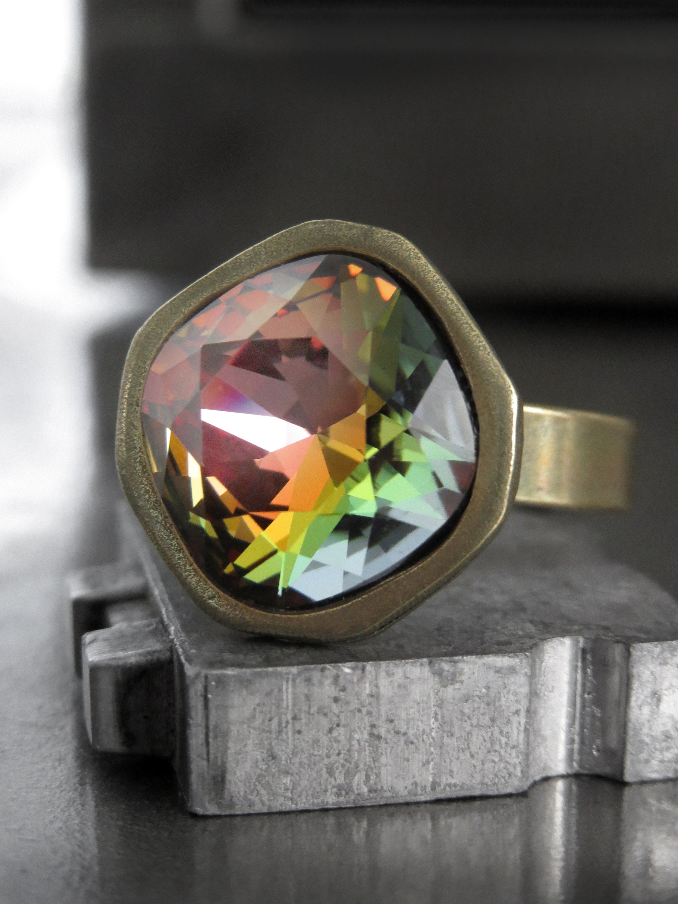 AUTUMN EQUINOX - Crystal Ring with Earthy Fall Colors