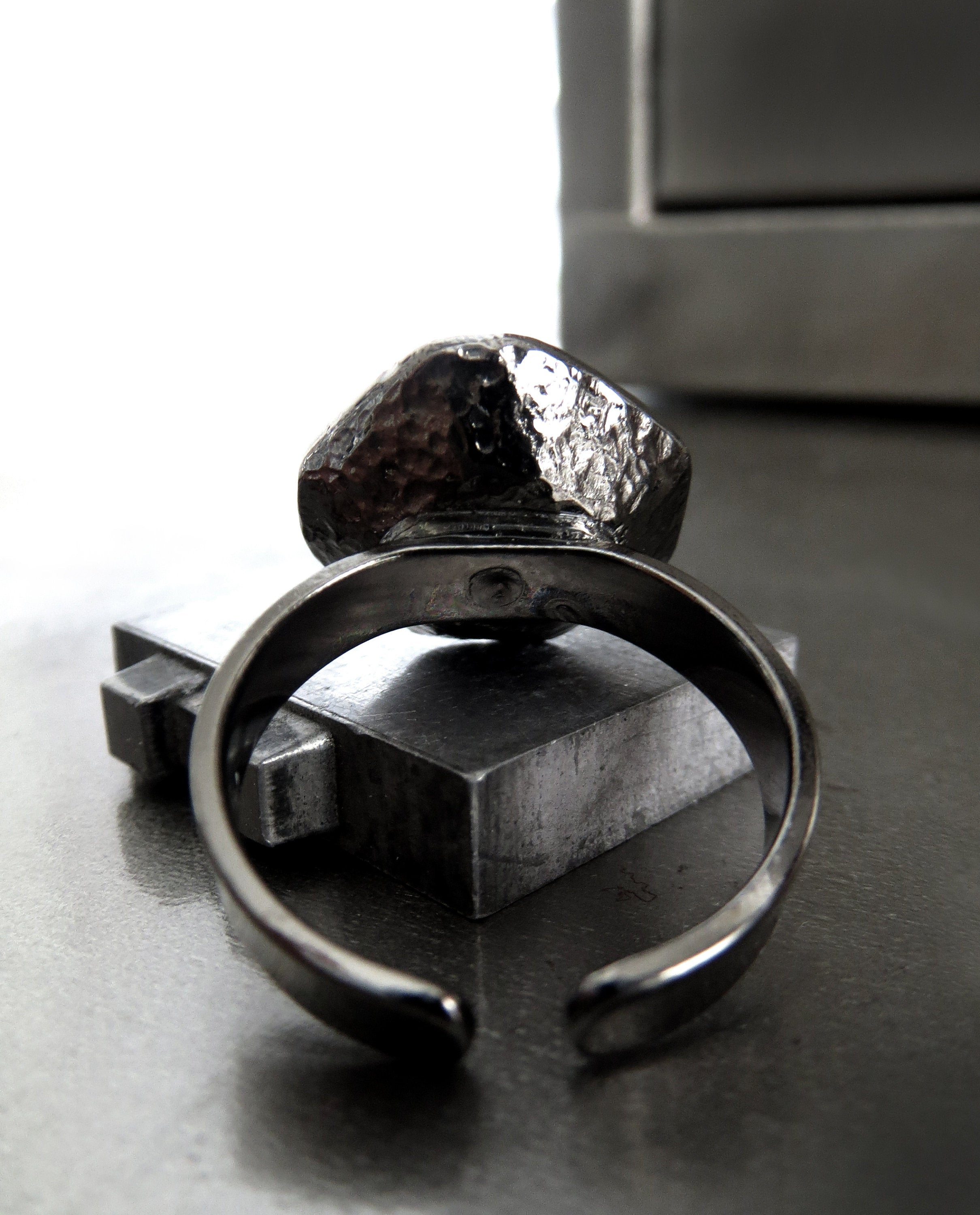 KALEIDOSCOPE - Rainbow Crystal RIng with Goth Black Vibes