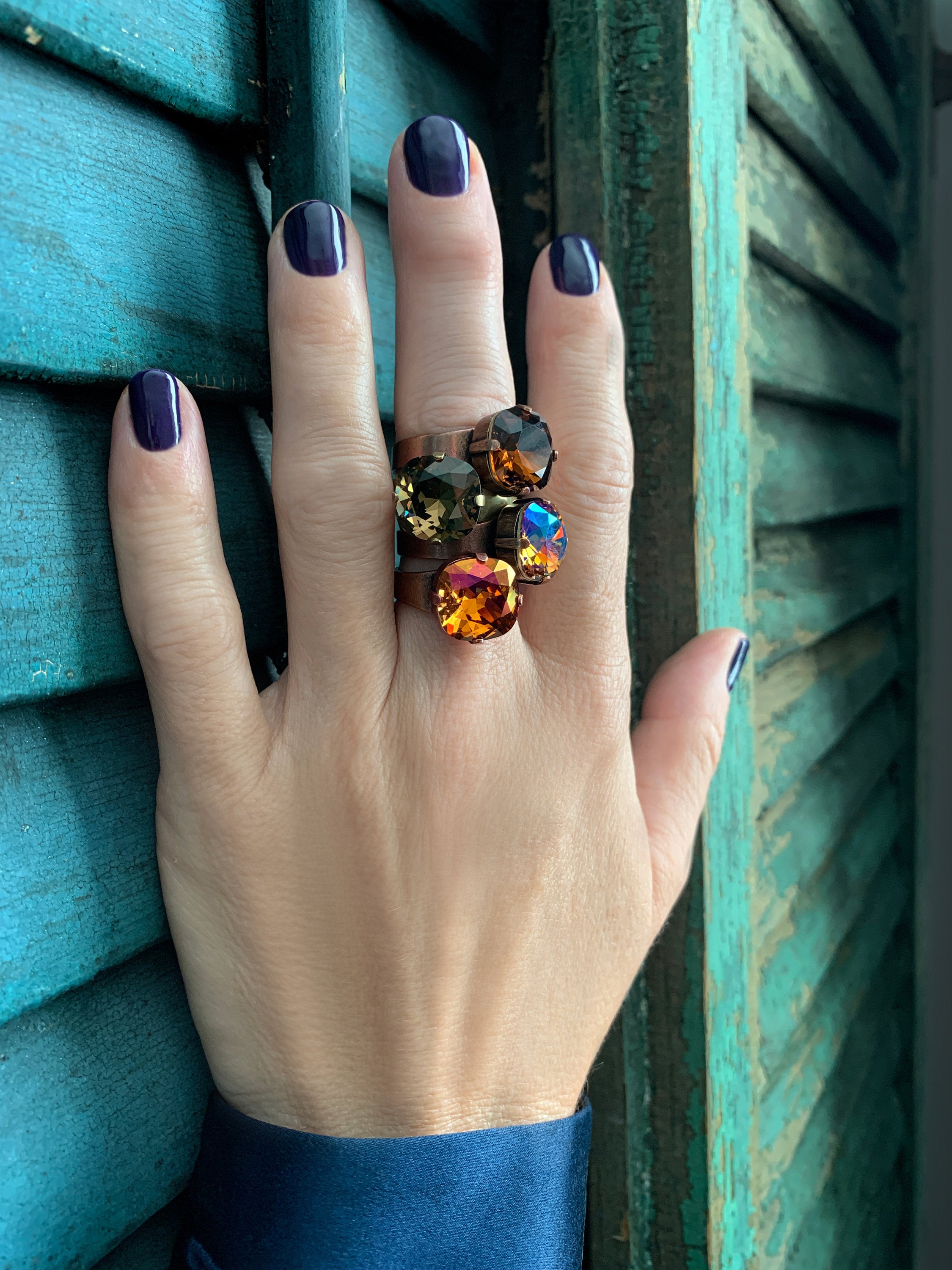 OF THE EARTH - Smoky Quartz and Dark Topaz Color Crystal Rings