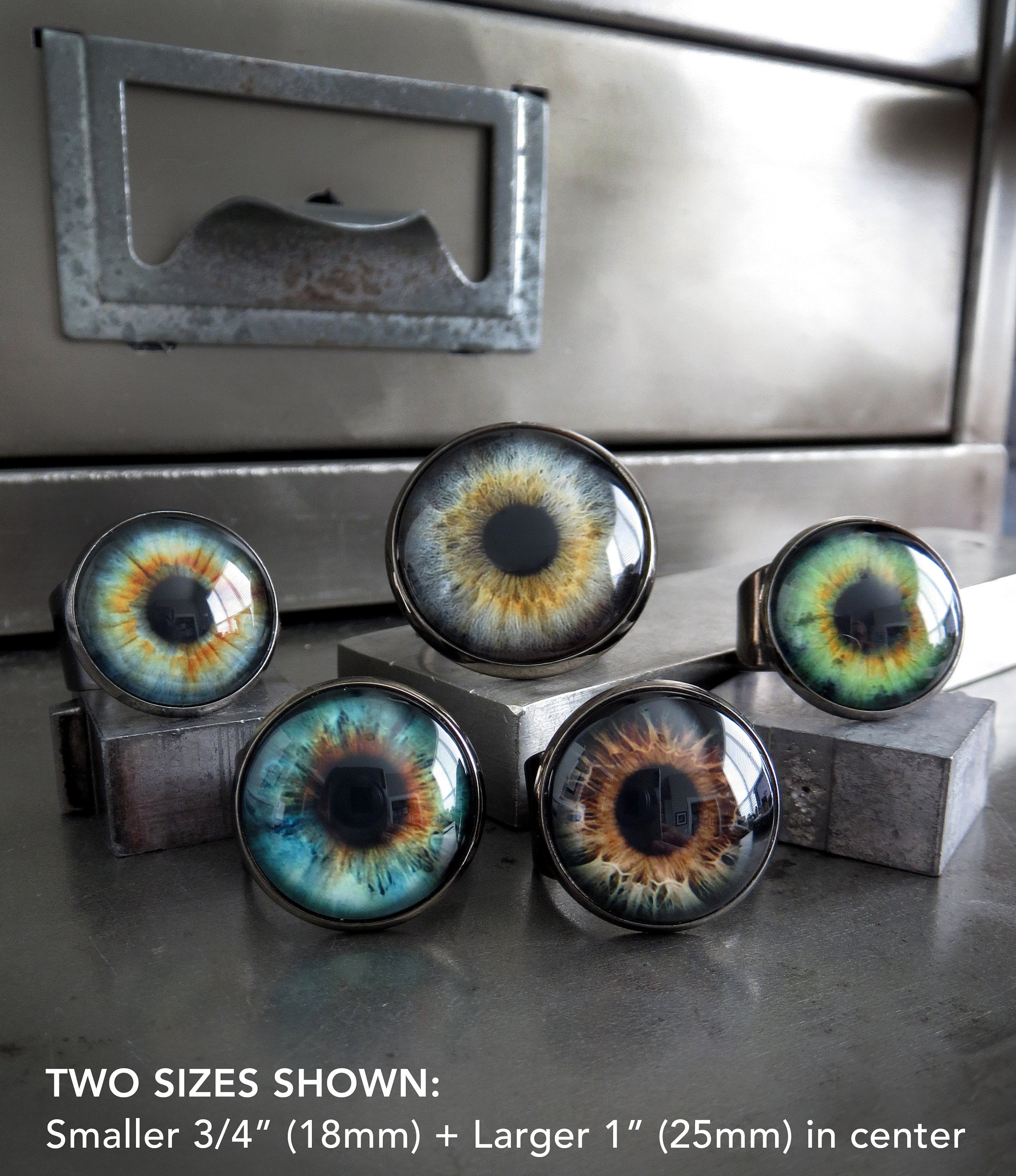 Halloween Light Grey Eyeball Ring - Two Sizes