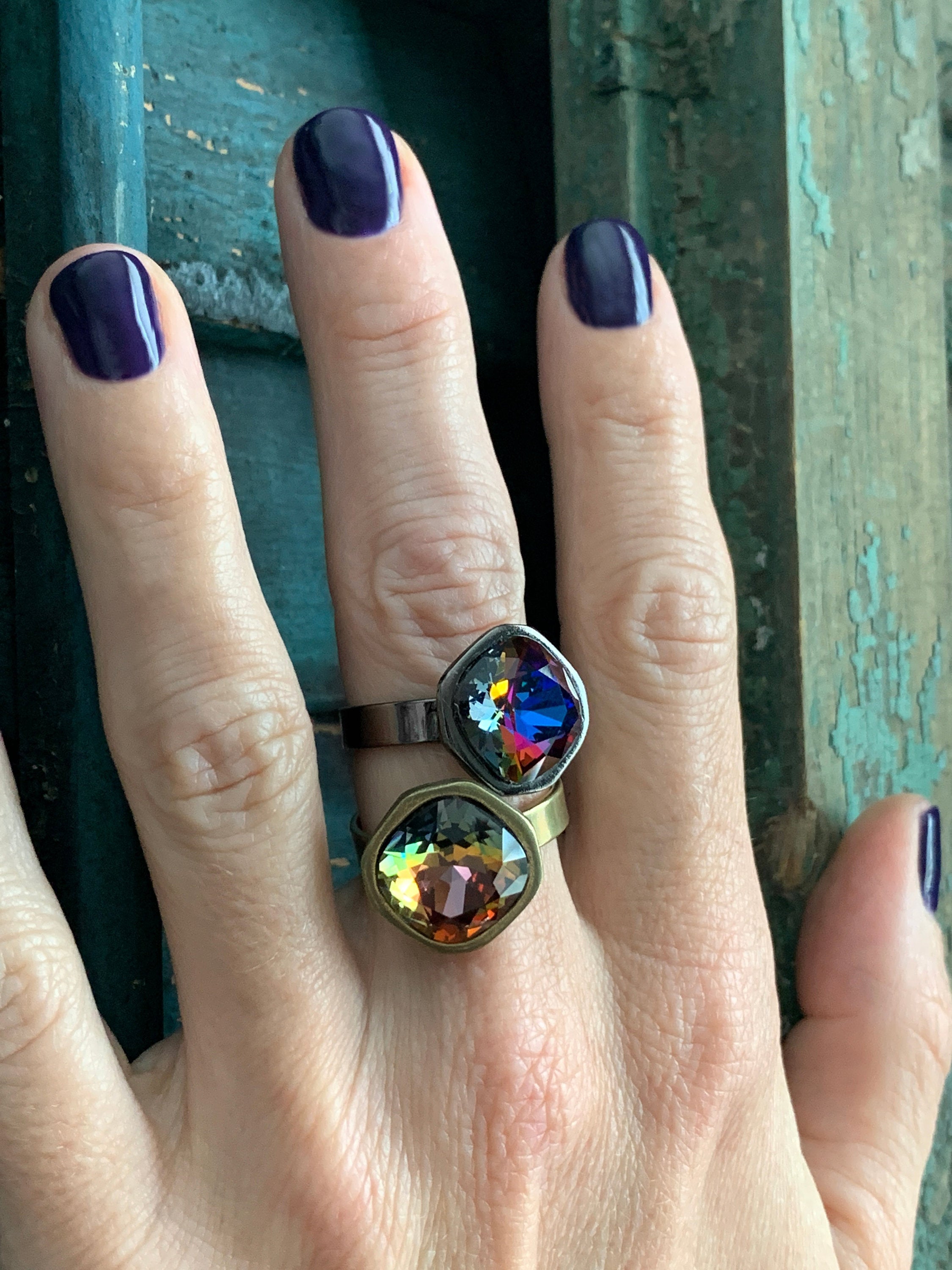 AUTUMN EQUINOX - Crystal Ring with Earthy Fall Colors
