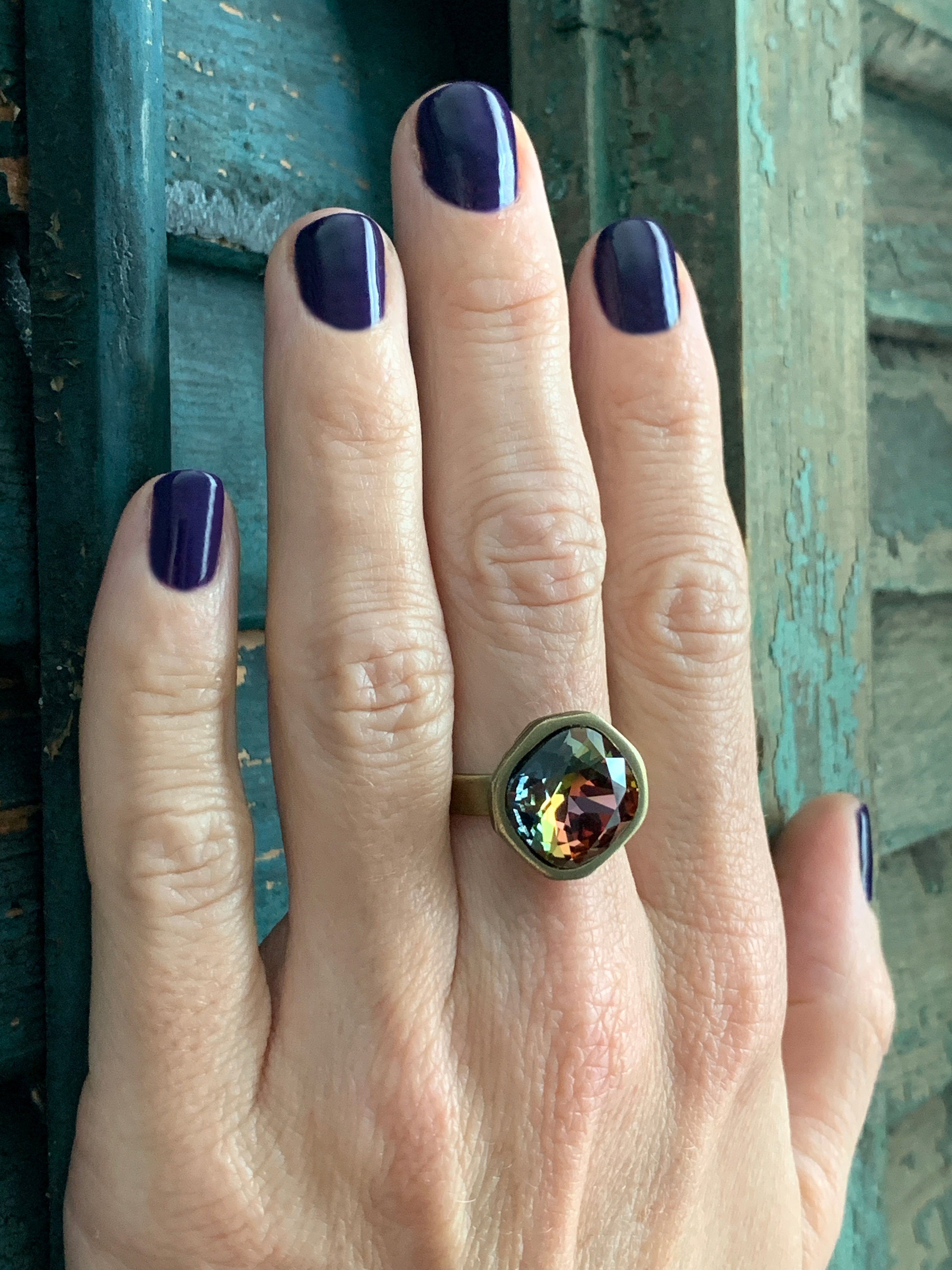 AUTUMN EQUINOX - Crystal Ring with Earthy Fall Colors