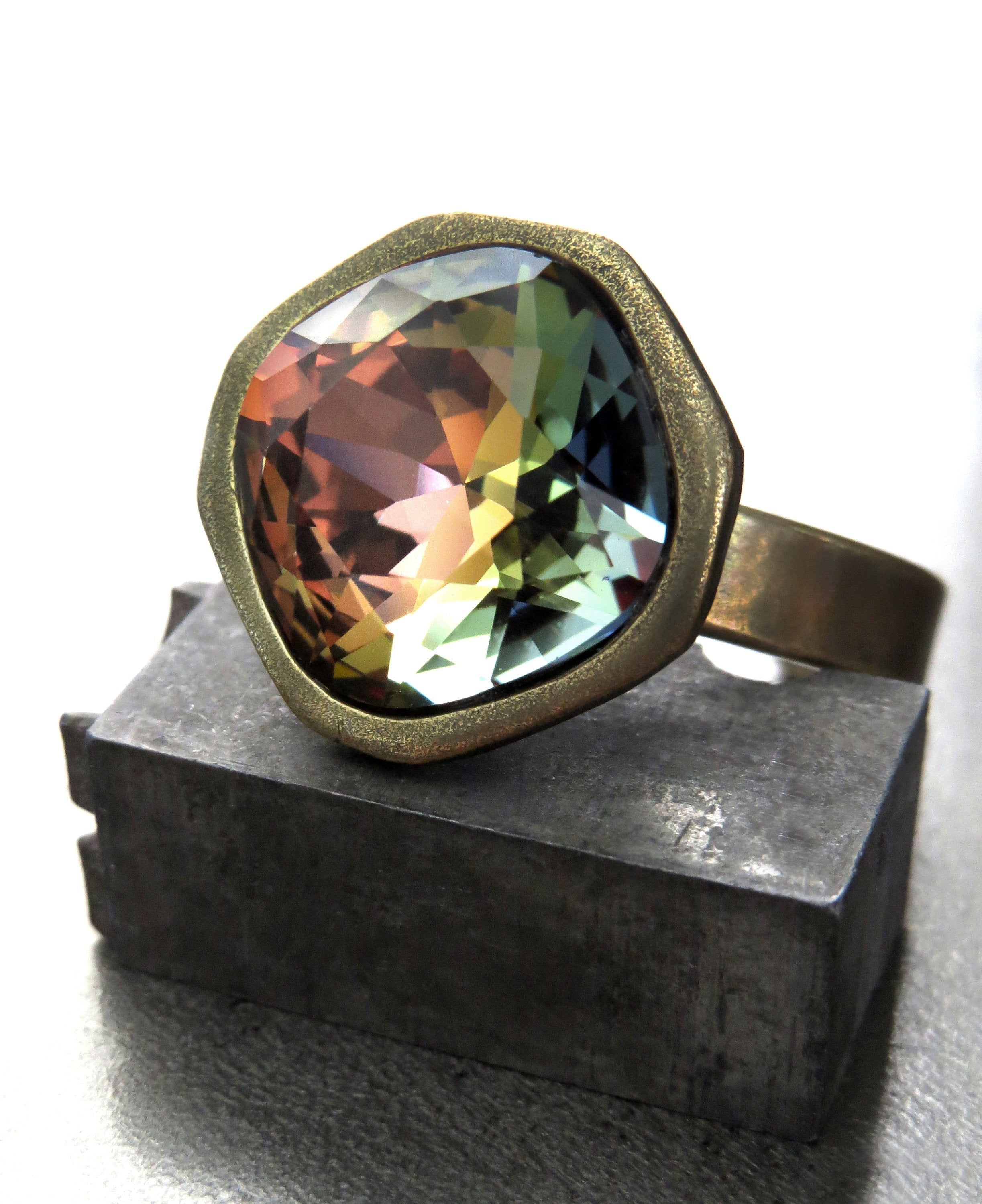 AUTUMN EQUINOX - Crystal Ring with Earthy Fall Colors