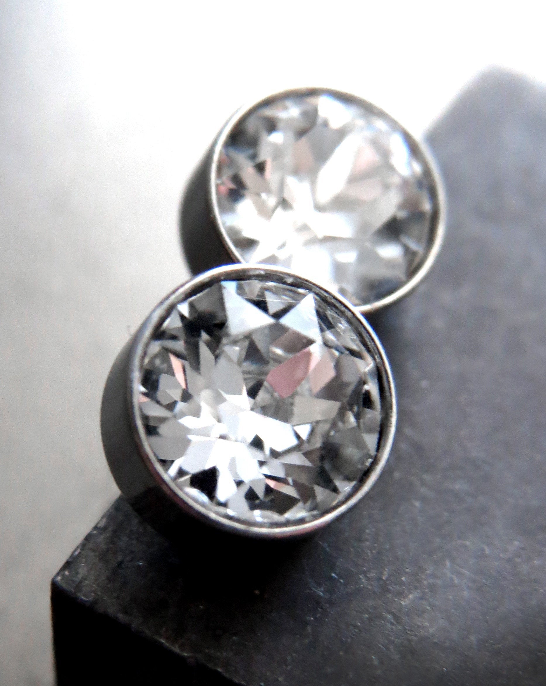 Clear Crystal Stud Earrings with Swarovski Crystal, Stainless Steel, Unisex Post Earrings, Mens Stud Earrings, Modern Stud Earrings