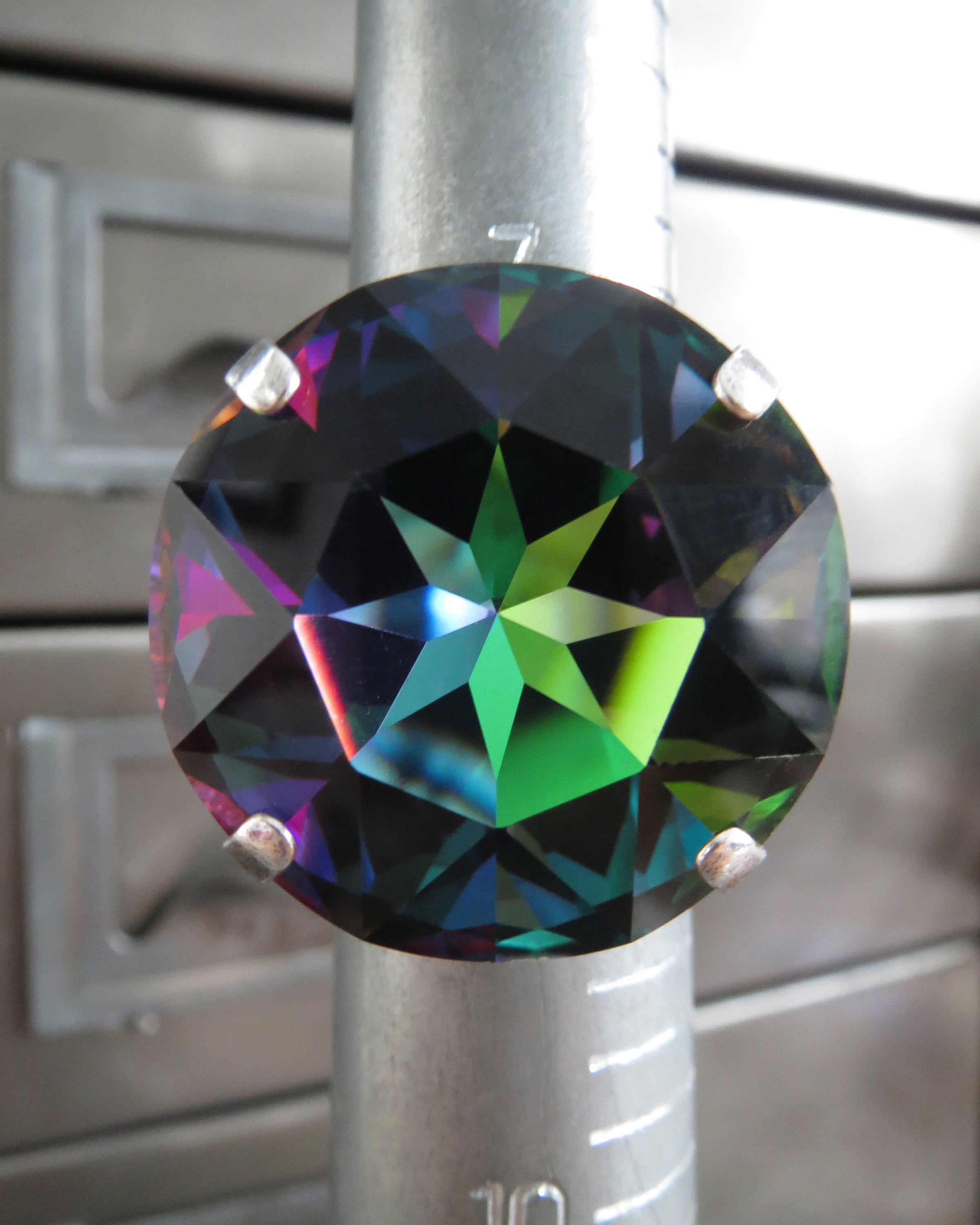 Good WITCH, Bad WITCH: Wicked Swarovski Crystal Ring in Deep Green, Violet, Magenta, Blue - Wicked Witch Ring, Goth Gothic Halloween Jewelry