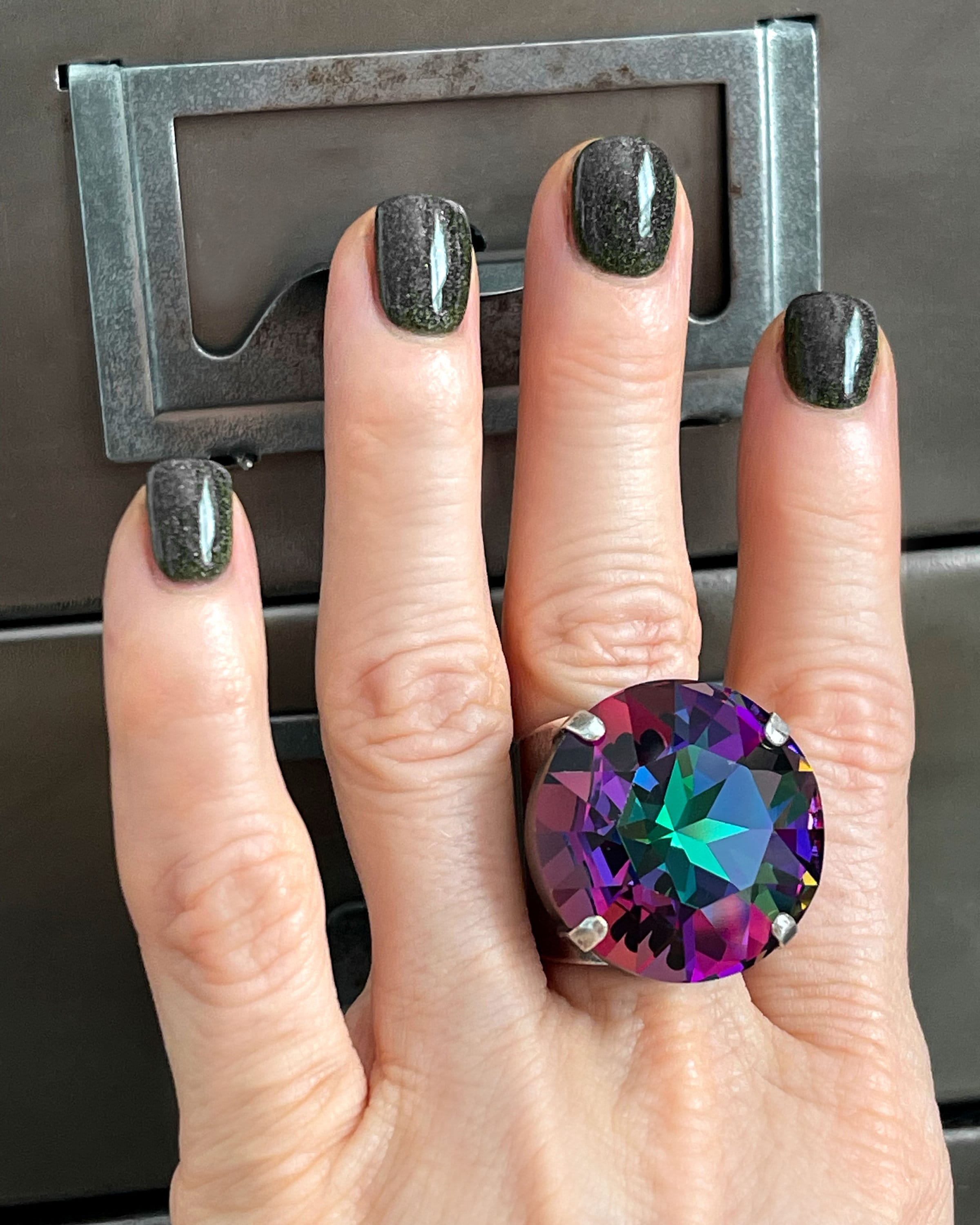 Good WITCH, Bad WITCH: Wicked Swarovski Crystal Ring in Deep Green, Violet, Magenta, Blue - Wicked Witch Ring, Goth Gothic Halloween Jewelry