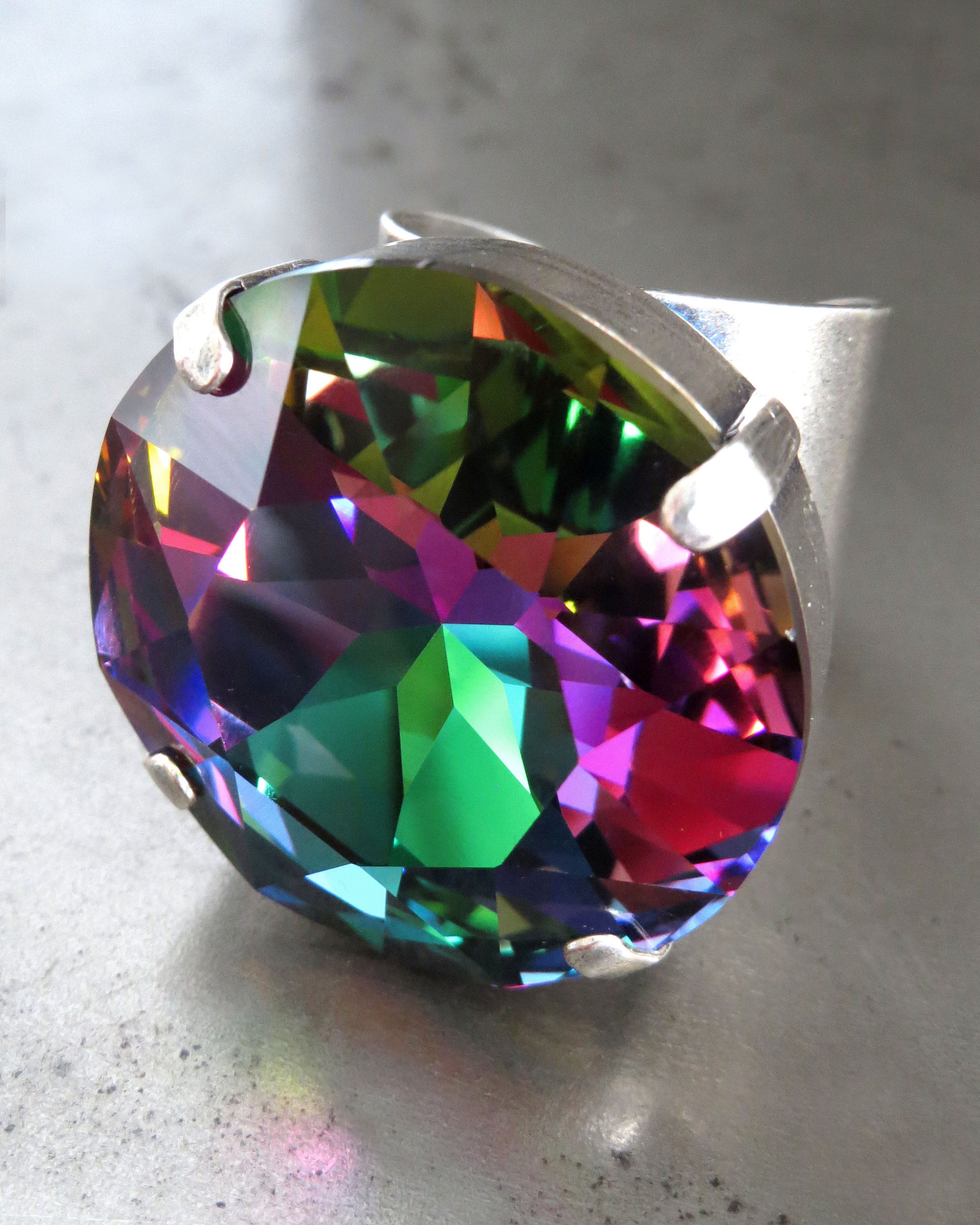 Good WITCH, Bad WITCH: Wicked Swarovski Crystal Ring in Deep Green, Violet, Magenta, Blue - Wicked Witch Ring, Goth Gothic Halloween Jewelry