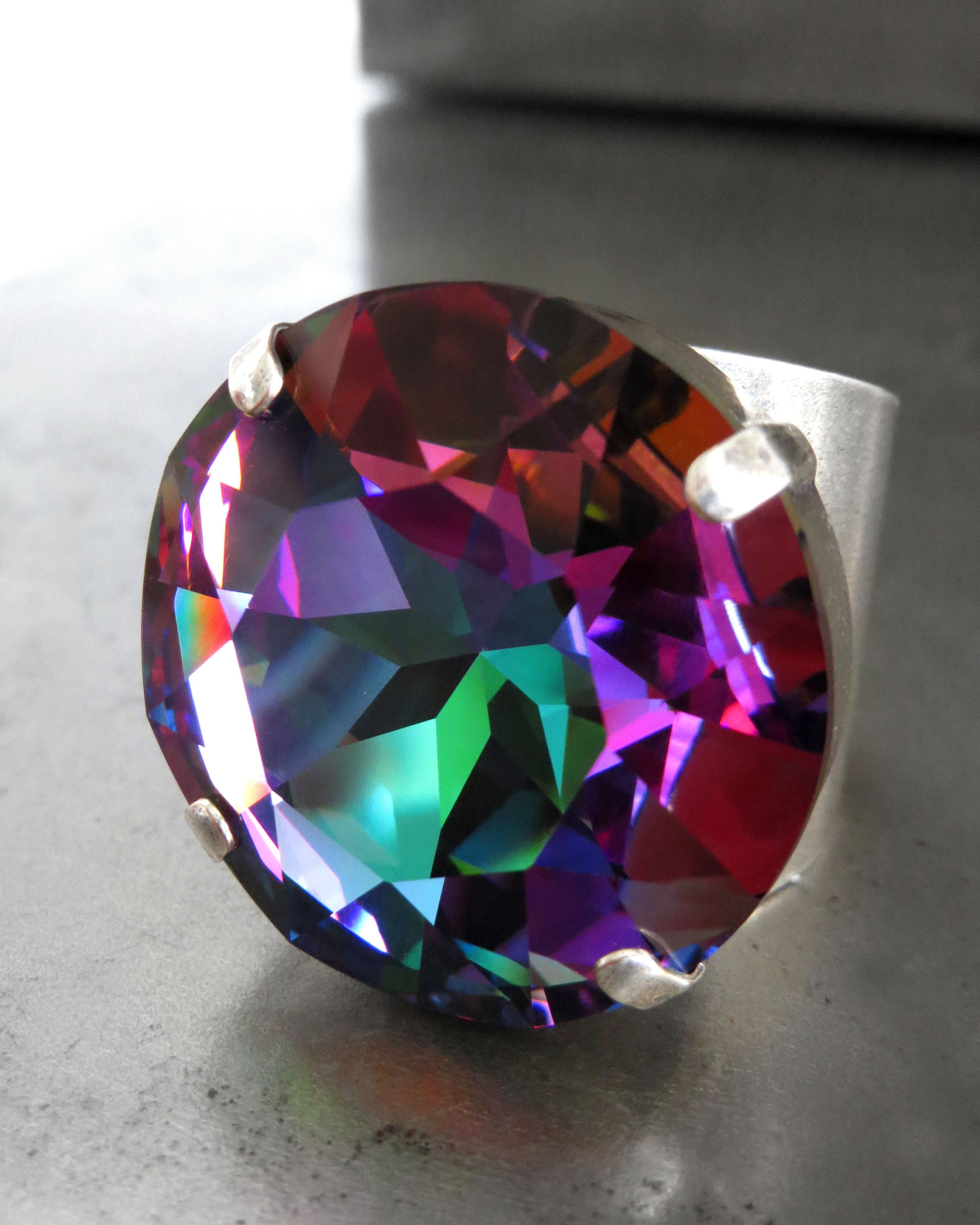 Good WITCH, Bad WITCH: Wicked Swarovski Crystal Ring in Deep Green, Violet, Magenta, Blue - Wicked Witch Ring, Goth Gothic Halloween Jewelry