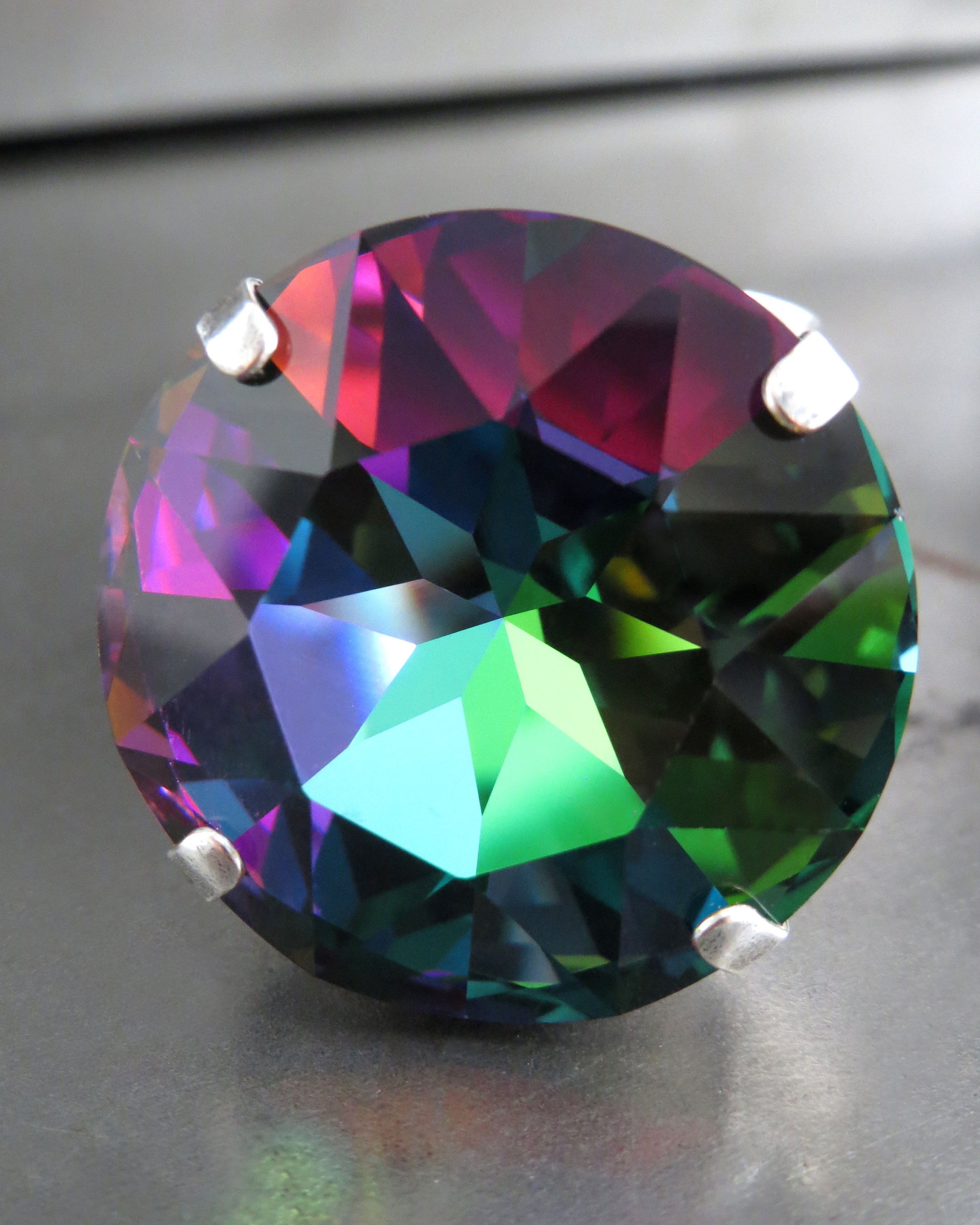 Good WITCH, Bad WITCH: Wicked Swarovski Crystal Ring in Deep Green, Violet, Magenta, Blue - Wicked Witch Ring, Goth Gothic Halloween Jewelry