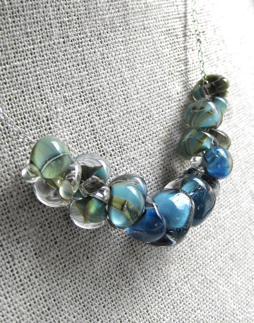 OCEAN'S EDGE - Ombre Blue Green Glass Drop Necklace