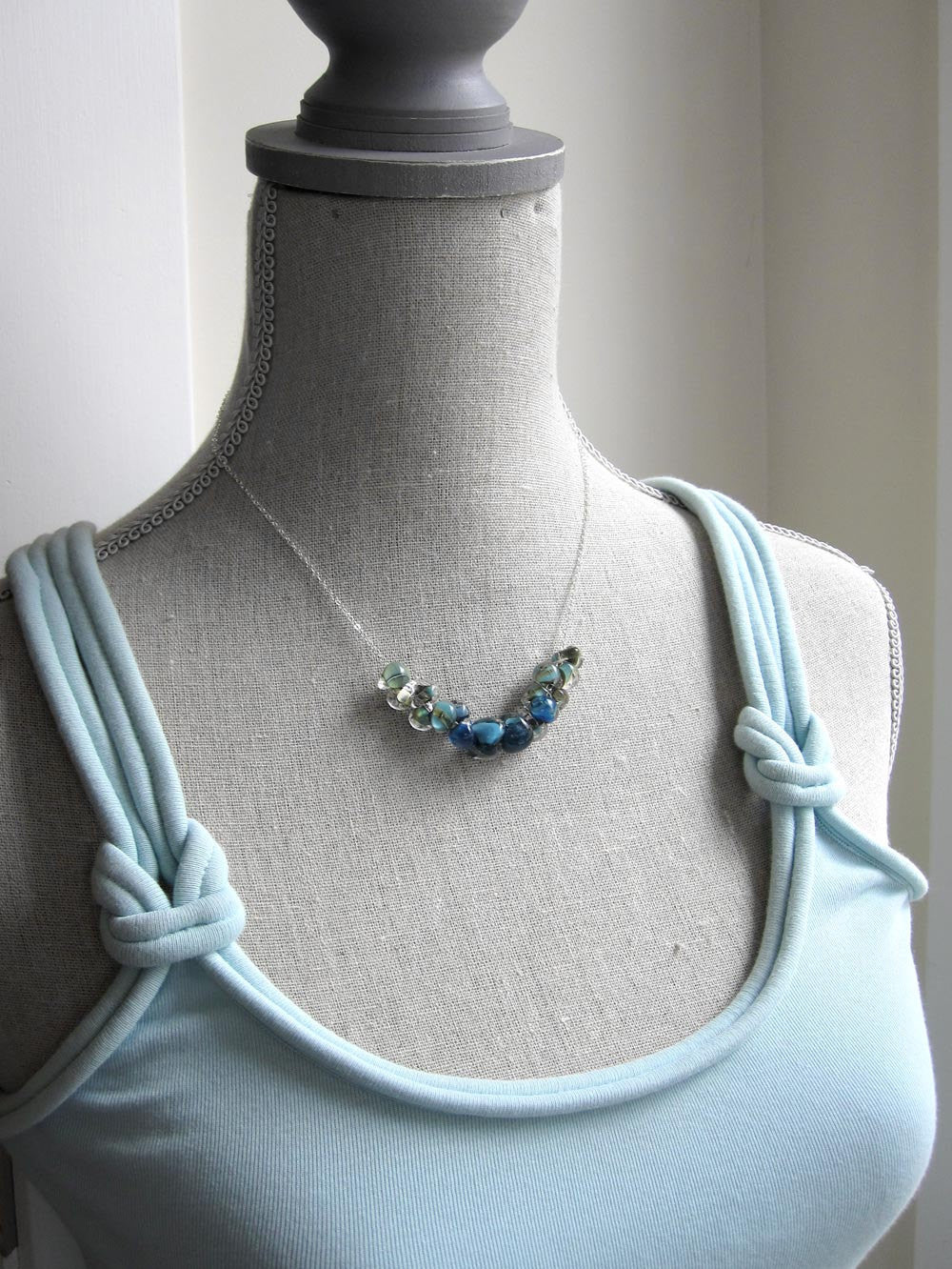 OCEAN'S EDGE - Ombre Blue Green Glass Drop Necklace