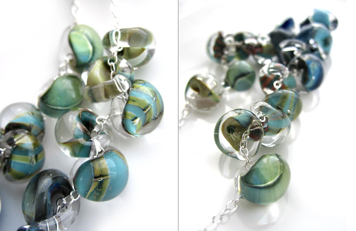 OCEAN'S EDGE - Ombre Blue Green Glass Drop Necklace