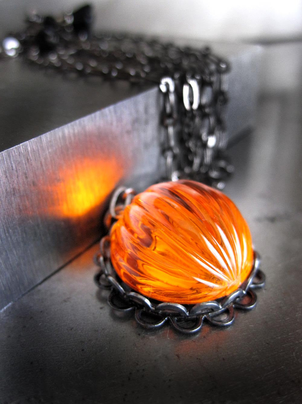 Brilliant Orange Halloween Pumpkin Necklace