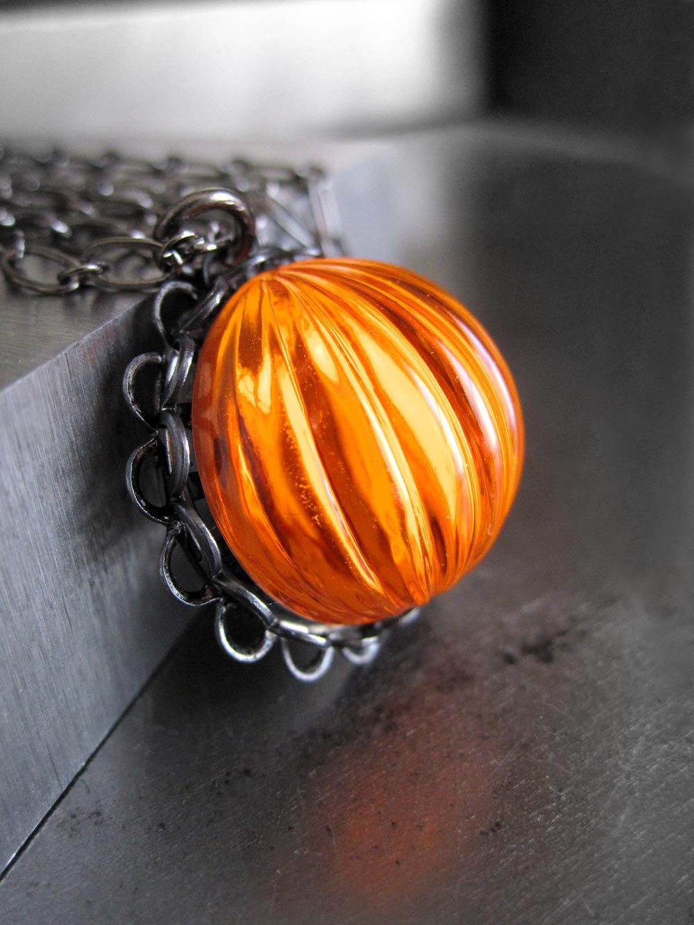 Brilliant Orange Halloween Pumpkin Necklace