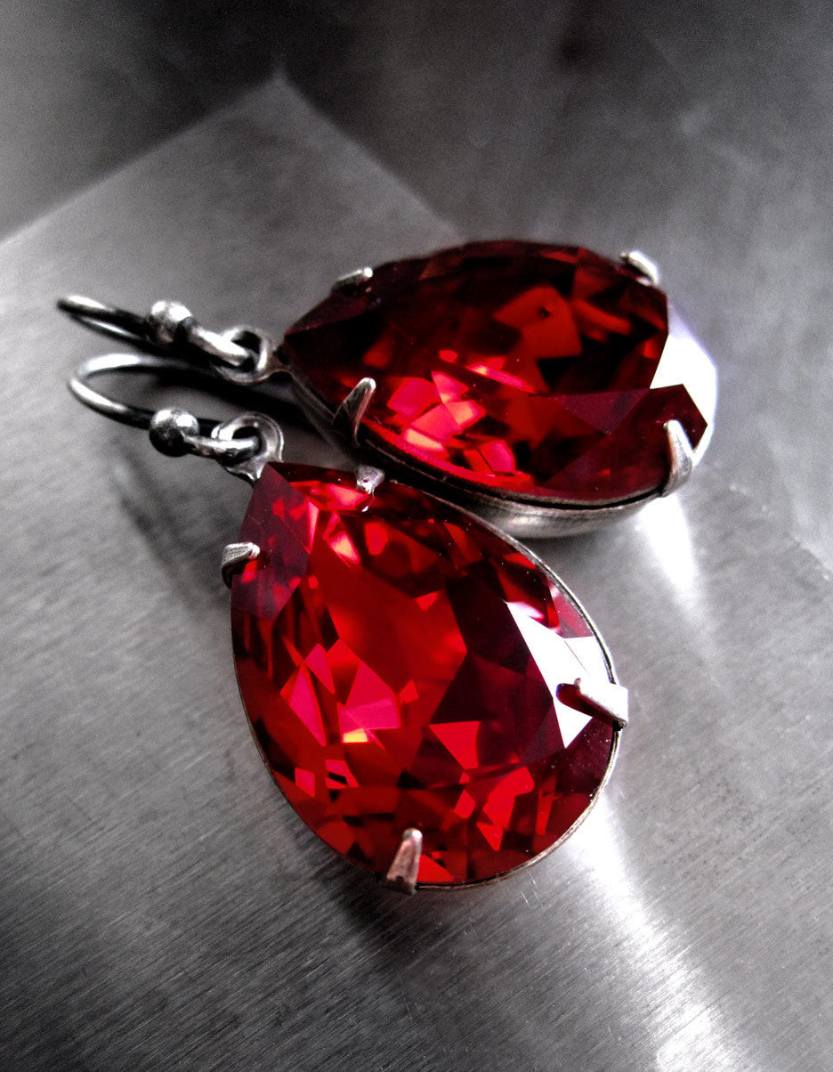 Red hotsell crystal earrings
