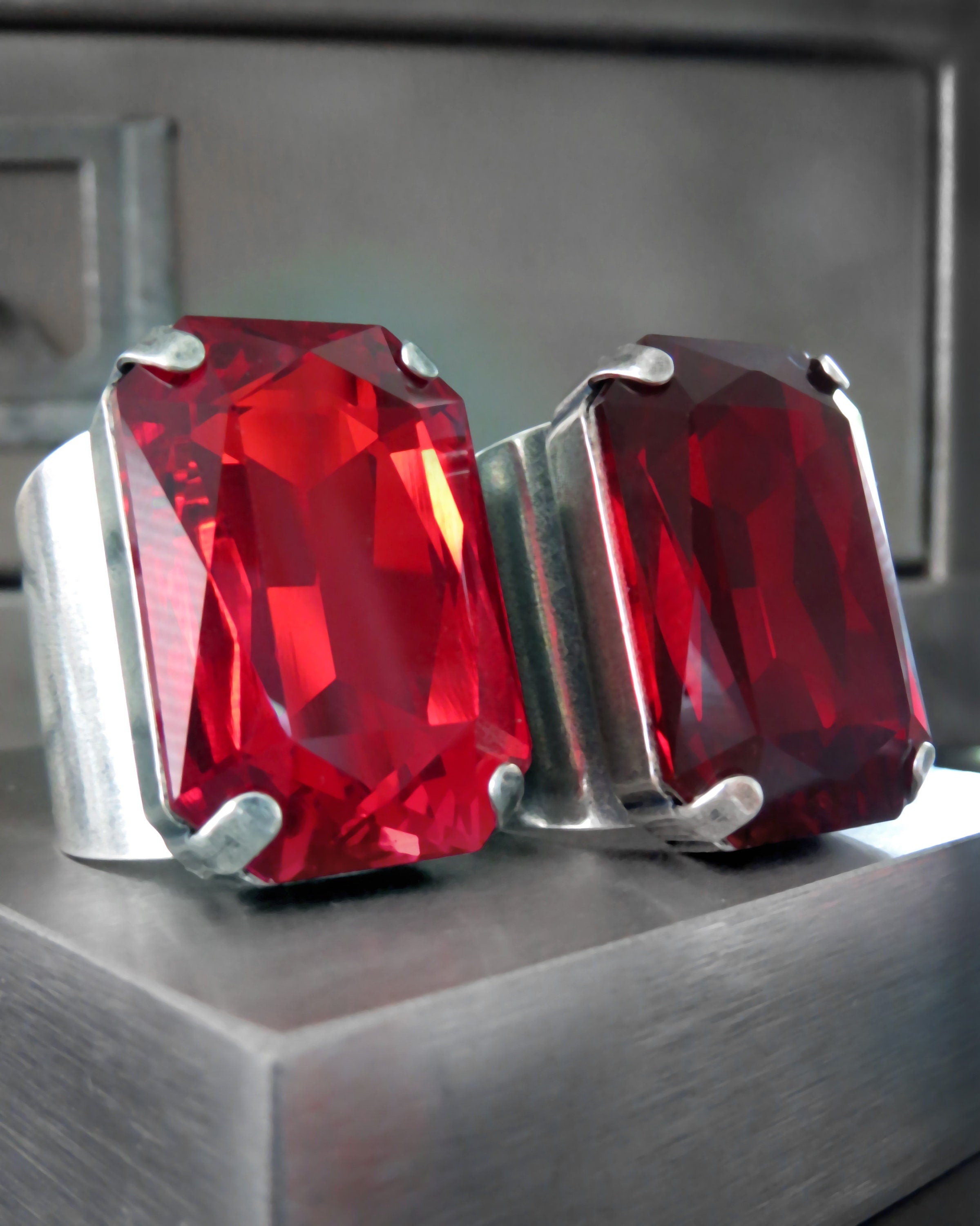 Ring Shape Red ARISTOCRAT - Large Red Crystal Ring - Bright Red or Wicked Dark Red ...