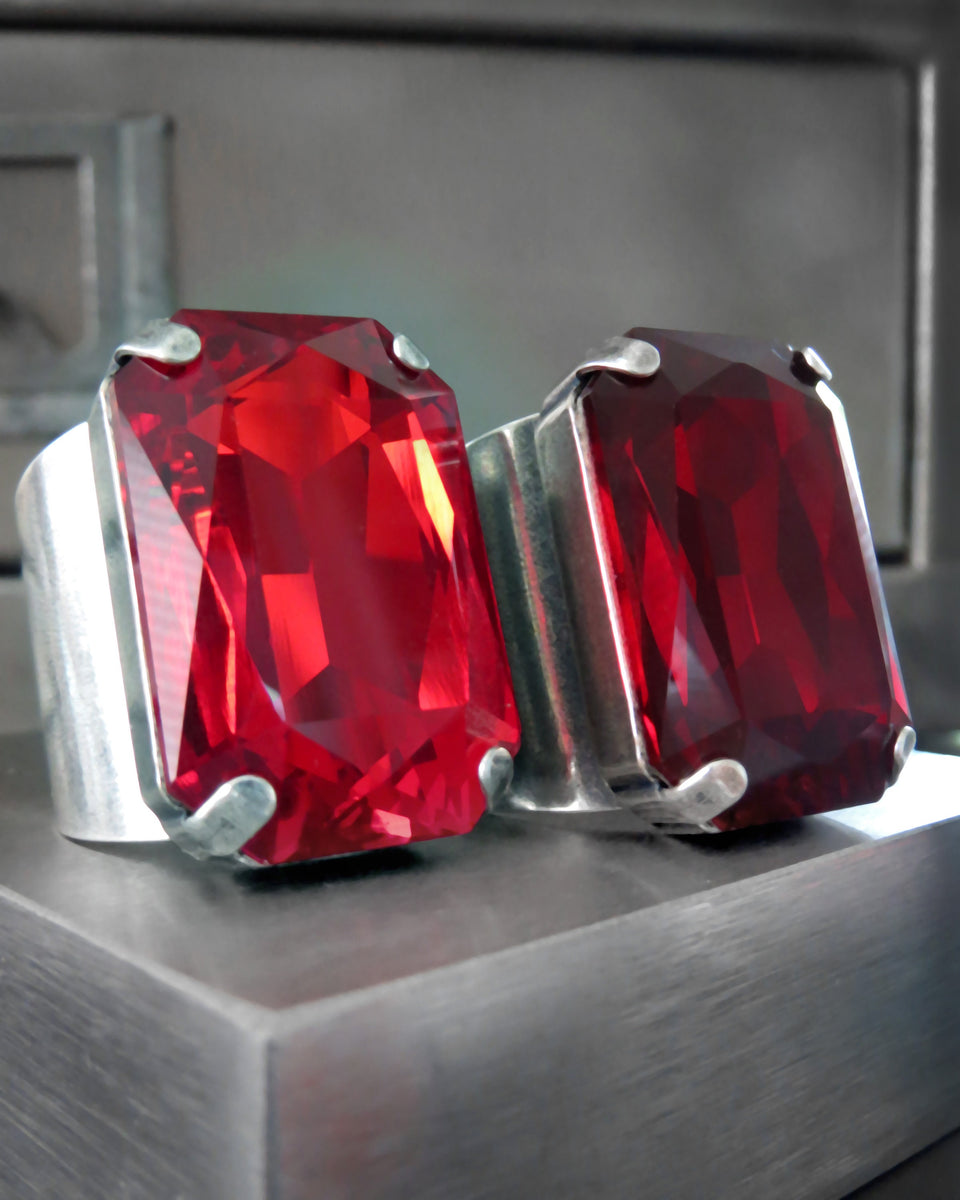 ARISTOCRAT - Large Red Crystal Ring - Bright Red or Wicked Dark Red ...
