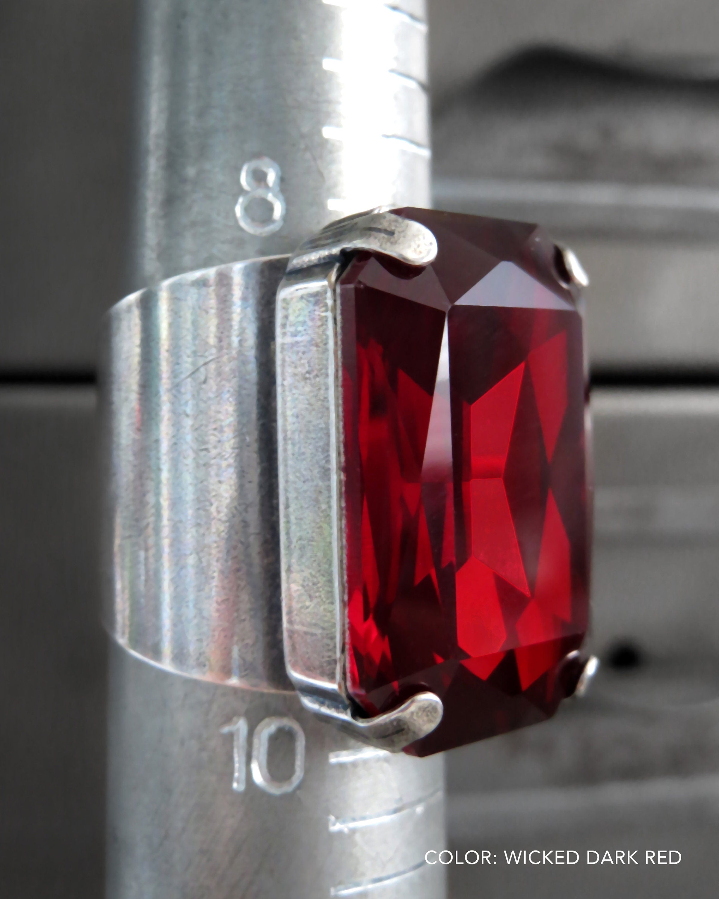 ARISTOCRAT - Large Red Crystal Ring - Bright Red or Wicked Dark Red ...