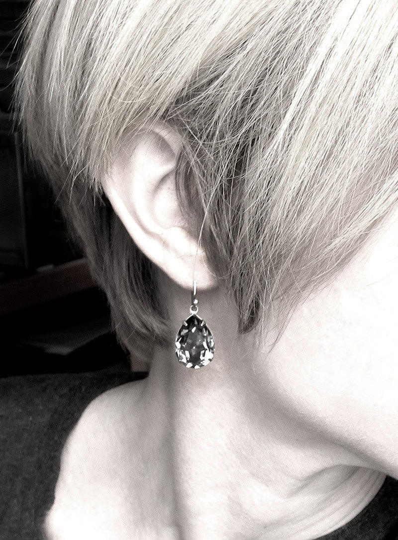 Deep Regal Red Crystal Teardrop Earrings