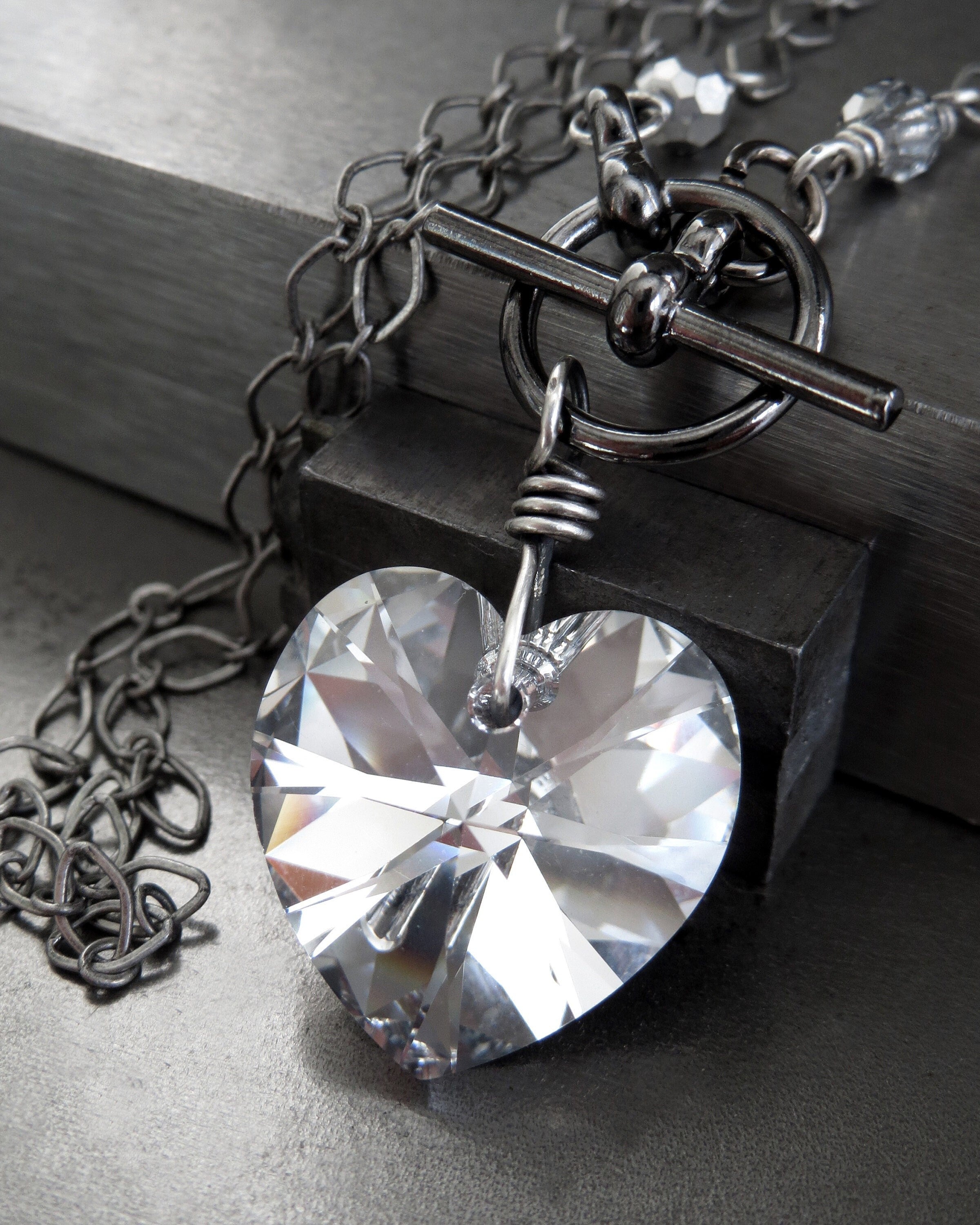 Crystal heart necklace deals