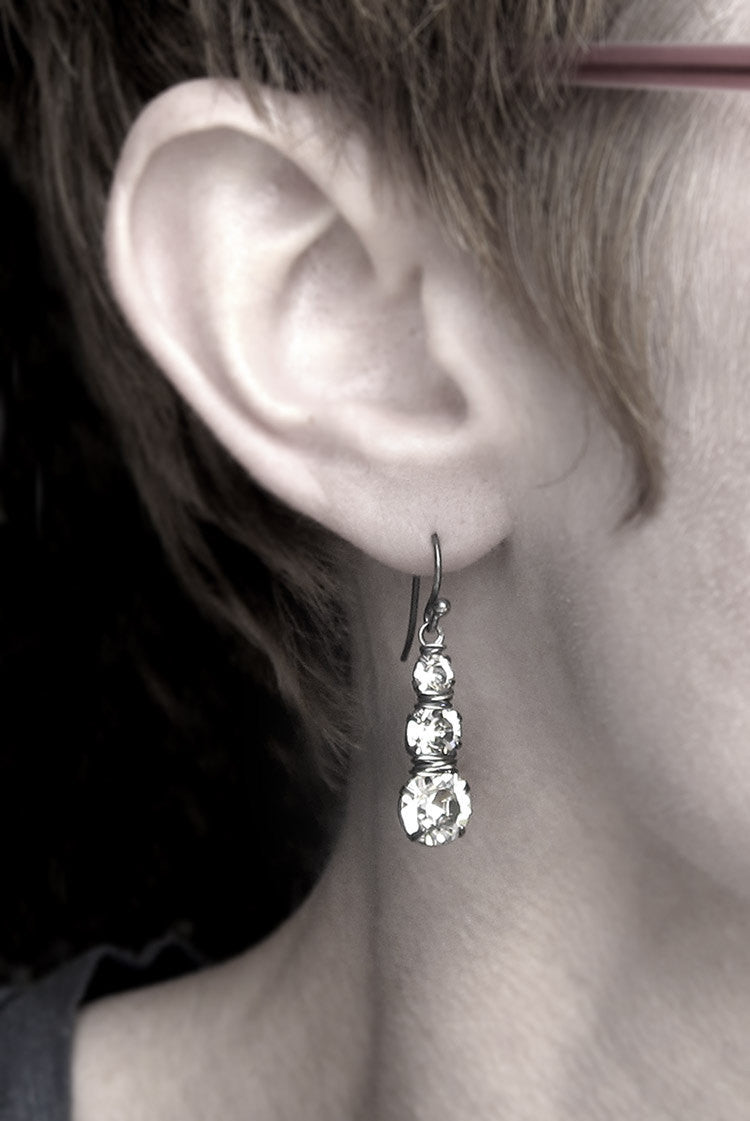 IRREVERANT JOURNEY - Faux Diamond Earrings with Crystal Trio