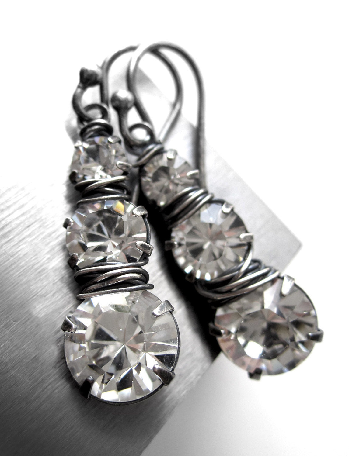 IRREVERANT JOURNEY - Faux Diamond Earrings with Crystal Trio