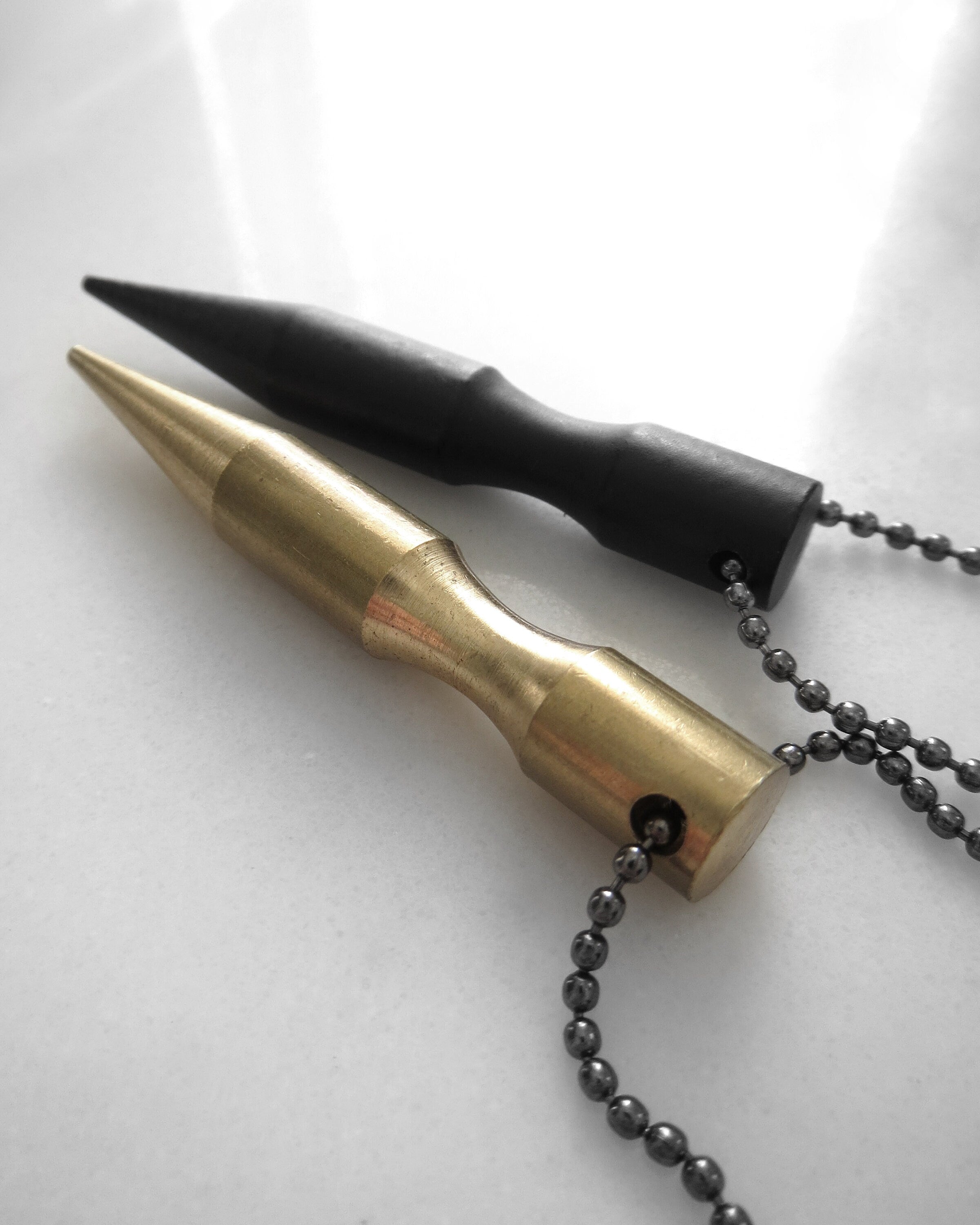 PIERCE - Bullet Spike Pendant Necklace on Black Ball Chain - Matte Black or Old Gold Brass Spike - Mens Spike Necklace, Unisex Jewelry