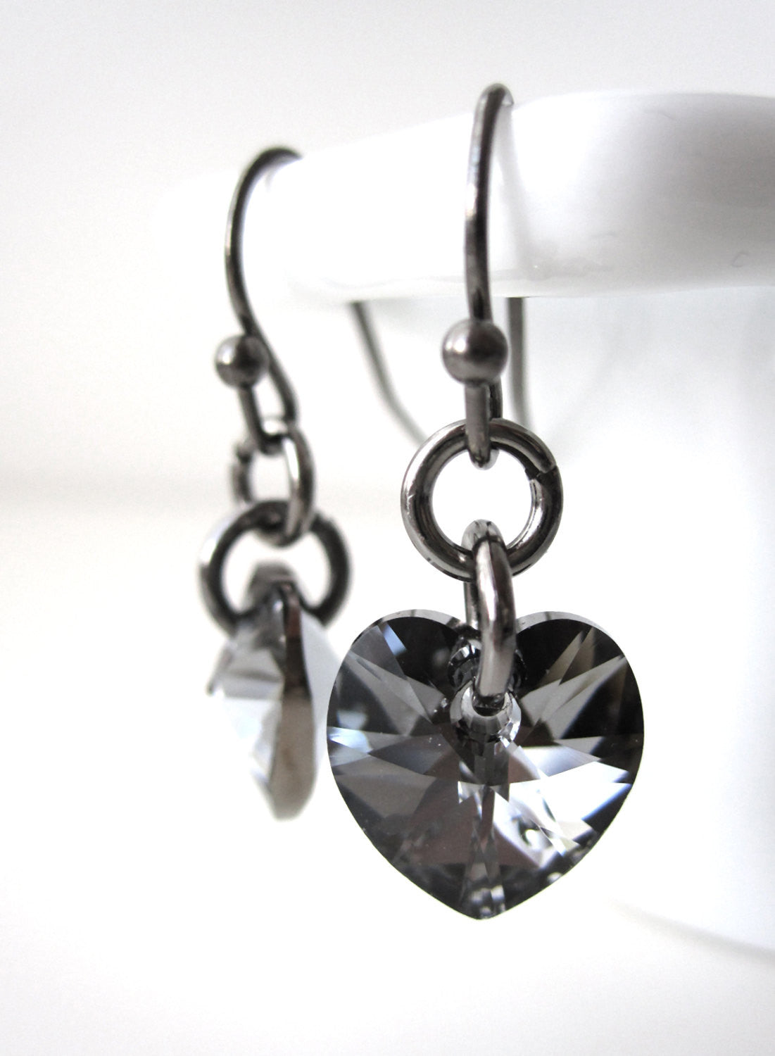 TOUGH LOVE - Crystal Black Heart Earrings