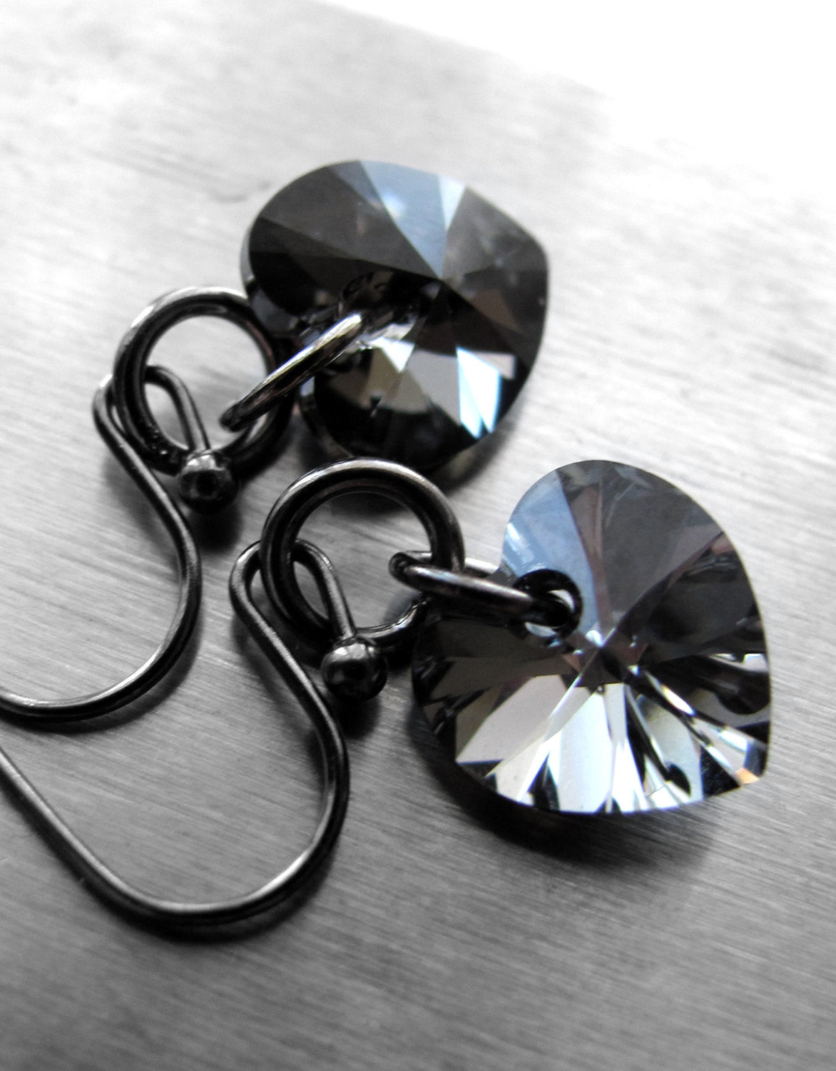 TOUGH LOVE - Crystal Black Heart Earrings