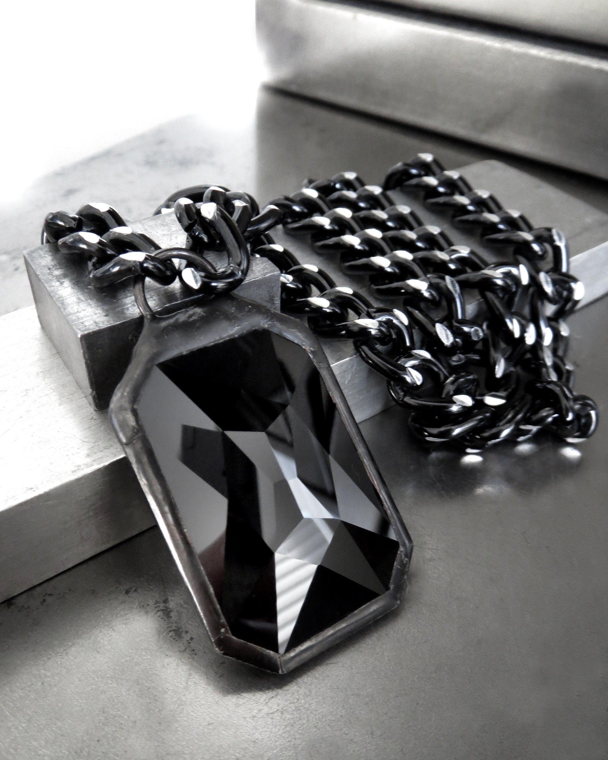 Black and silver statement necklace on sale