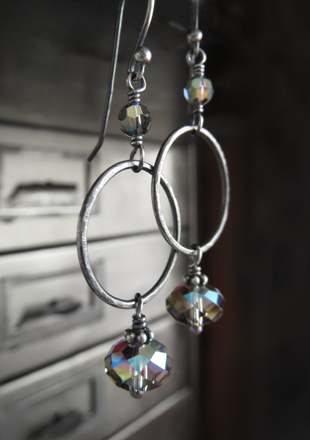 UNION - Black Diamond Crystal Circle Earrings