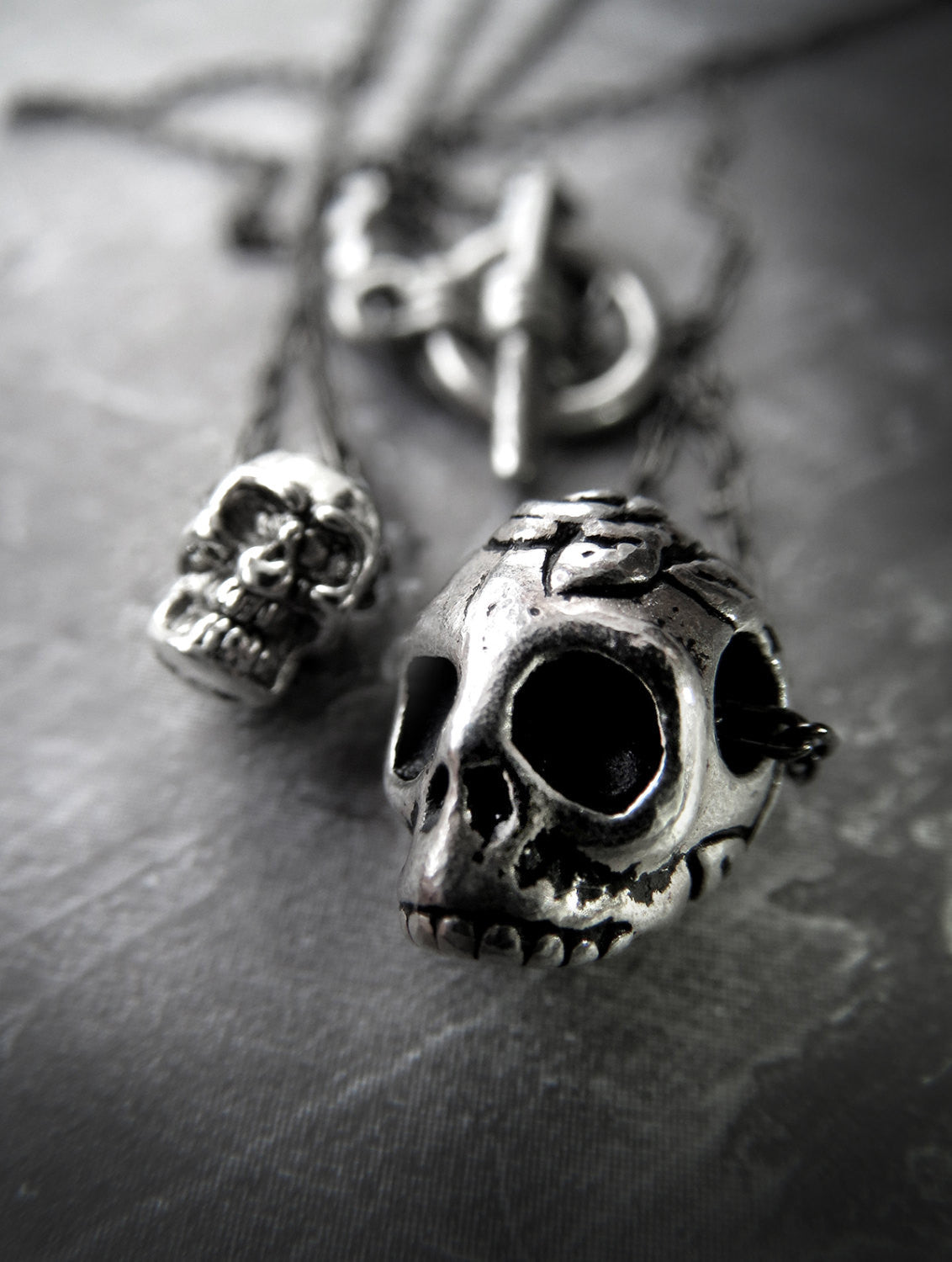 Tiny Silver Skull Pendant Necklaces - 2 Sizes
