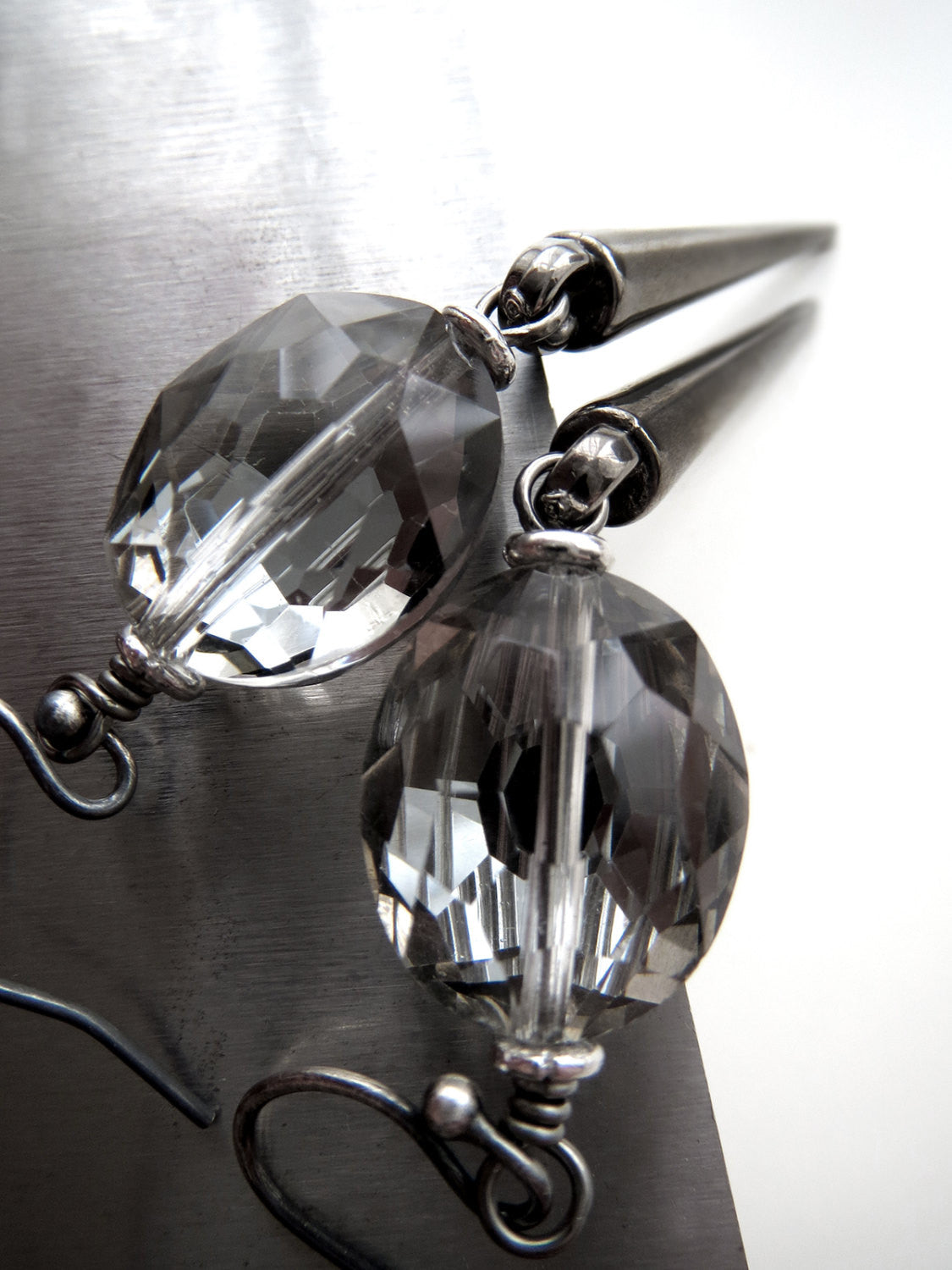 Metallic Spike Earrings - Dark Silver or Gunmetal