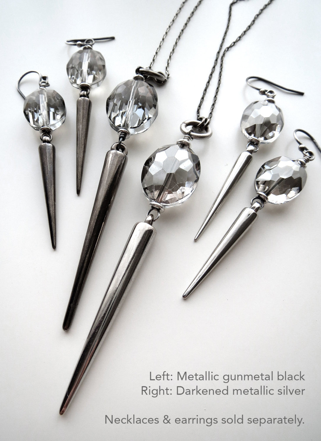 Metallic Spike Earrings - Dark Silver or Gunmetal