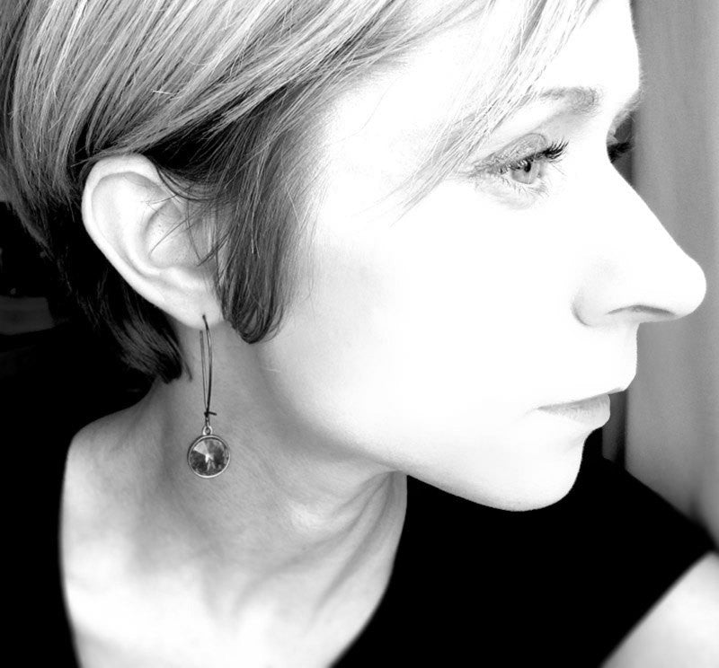 MERCURY - Silver Patina Rivoli Crystal Earrings