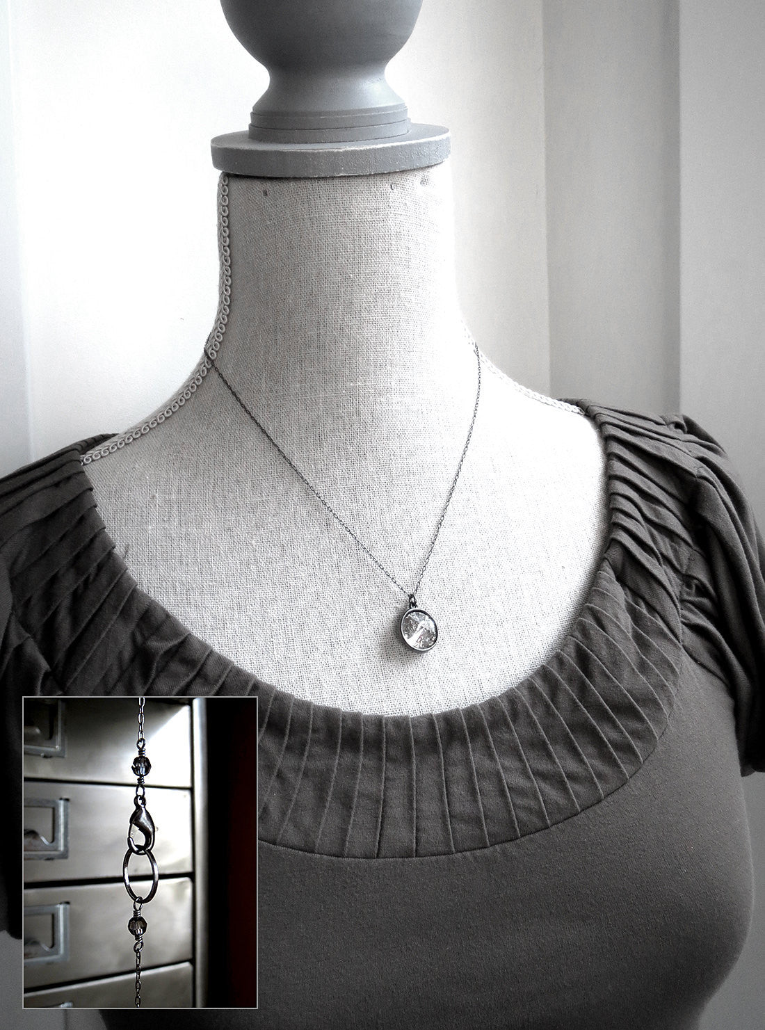 DISTRESSED - Silver Patina Crystal Rivoli Necklace