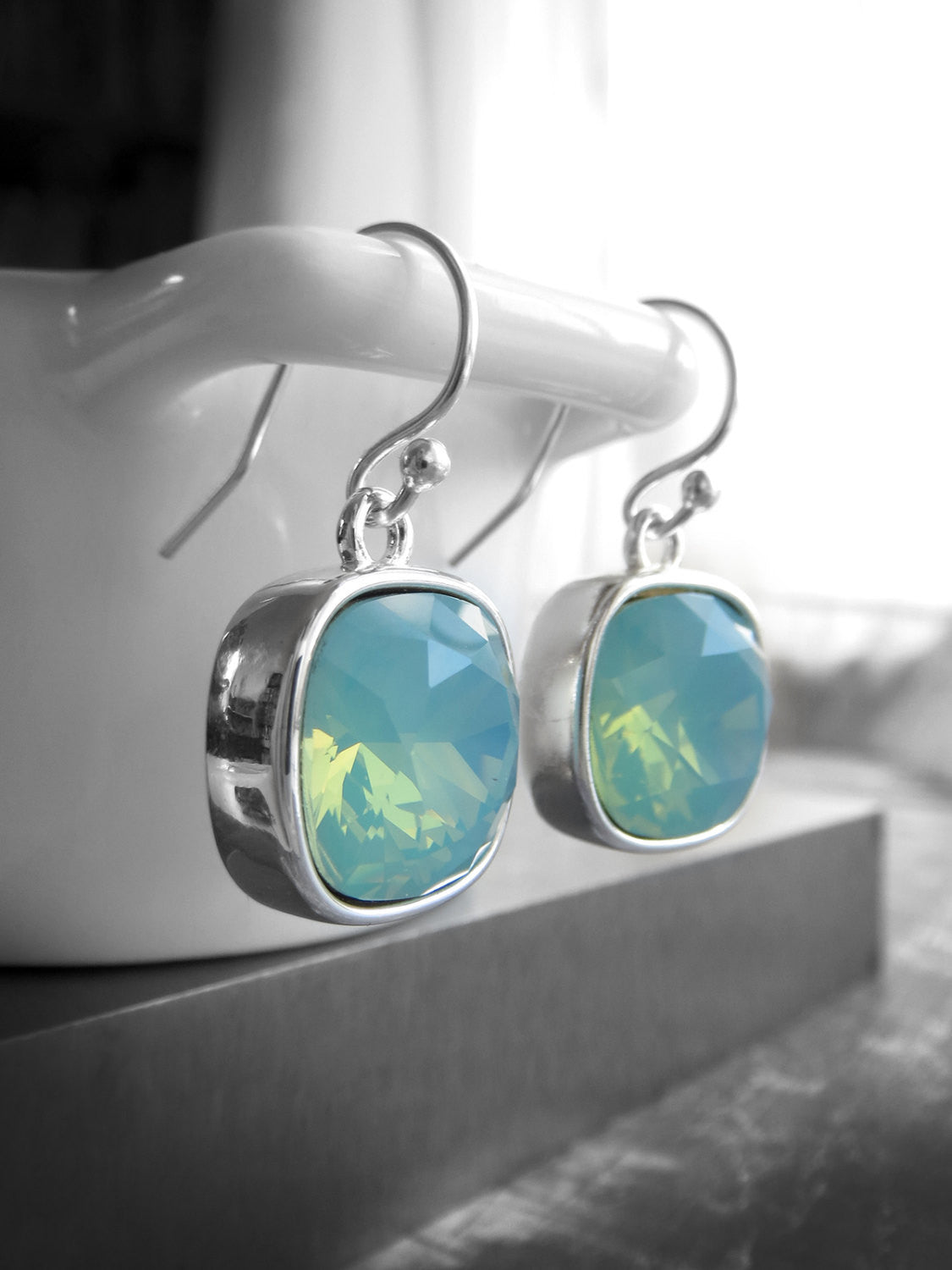 Seafoam Ghost - Mint Seafoam Crystal Earrings