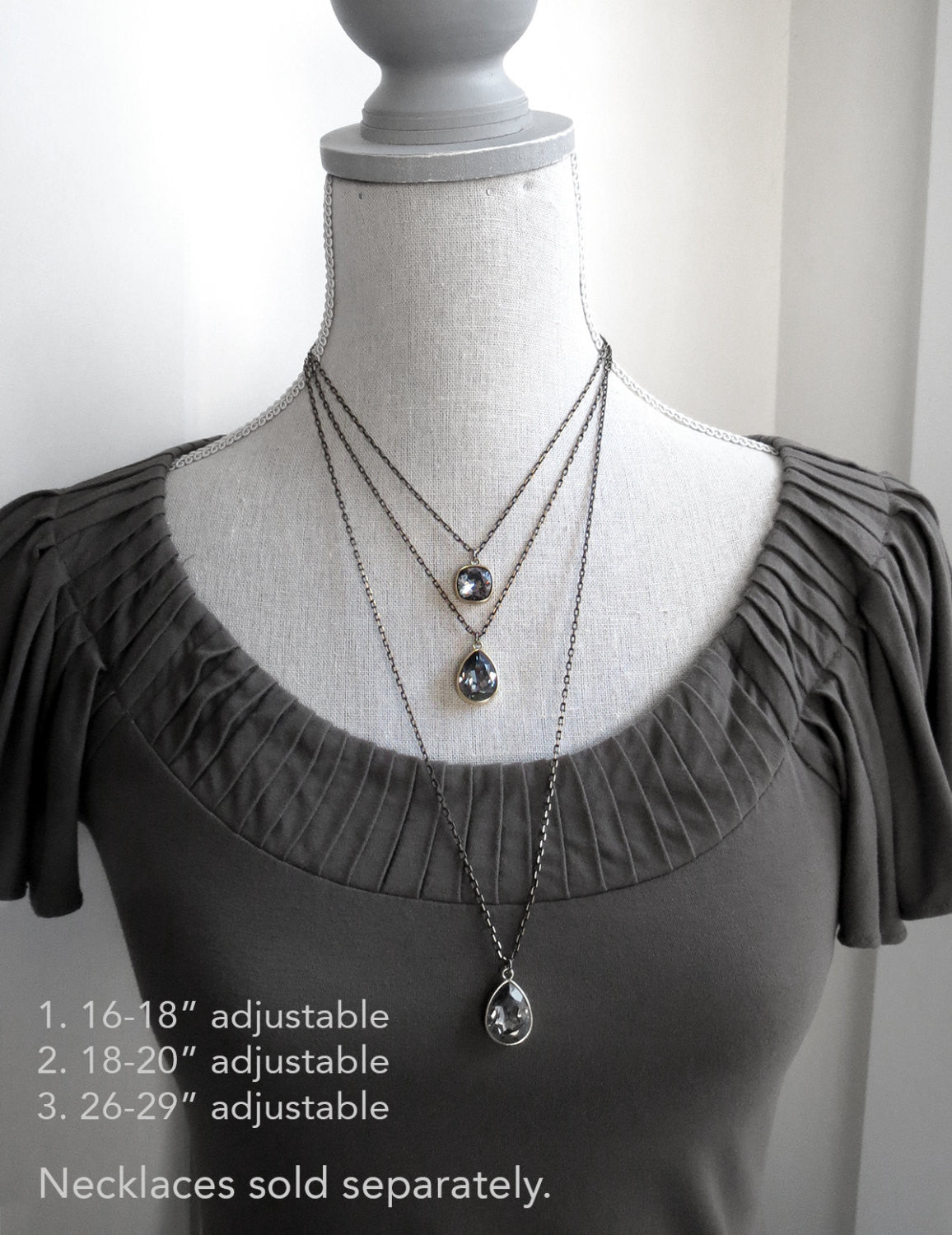 Black Night Crystal Necklace with Gold Square Pendant