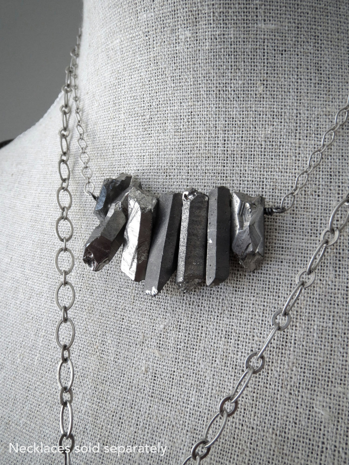 Rough Cut Titanium Quartz Point Necklace