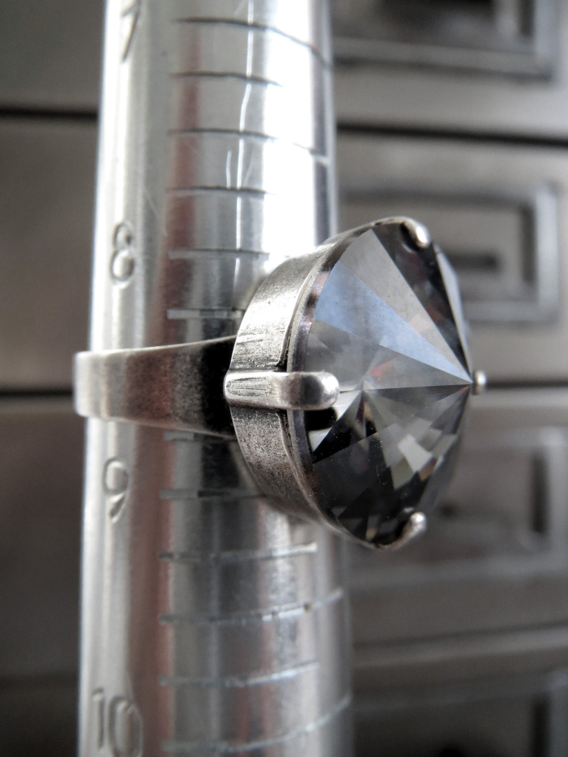 Modern Midnight Black Crystal Ring