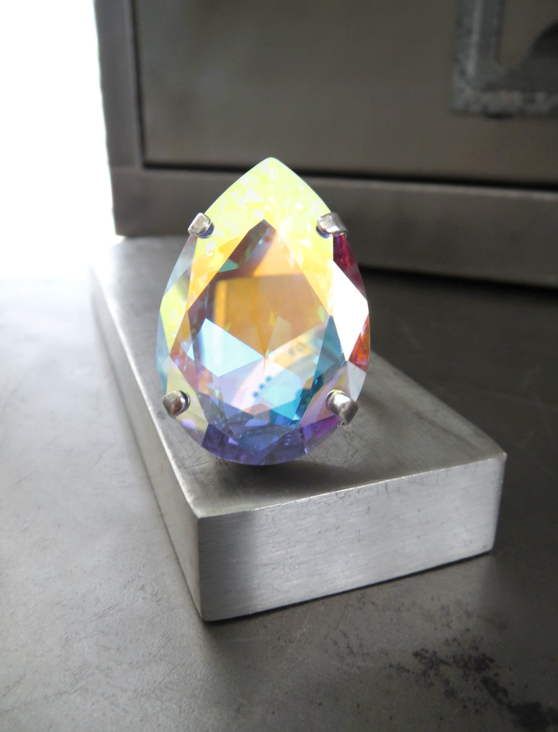 MESMERIZE - Large Shimmer Teardrop Crystal Ring