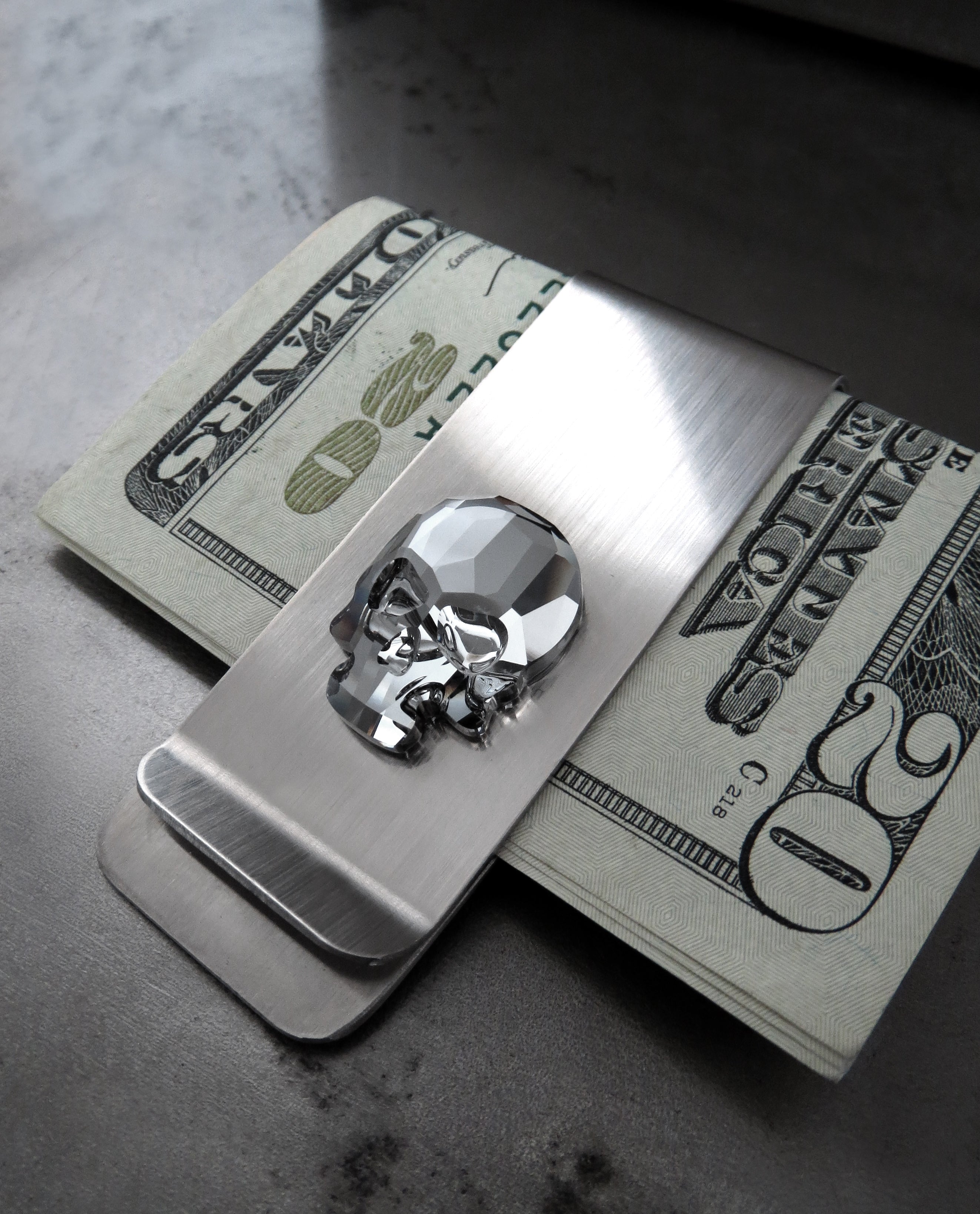Black Skull Money Clip - Black Night Crystal