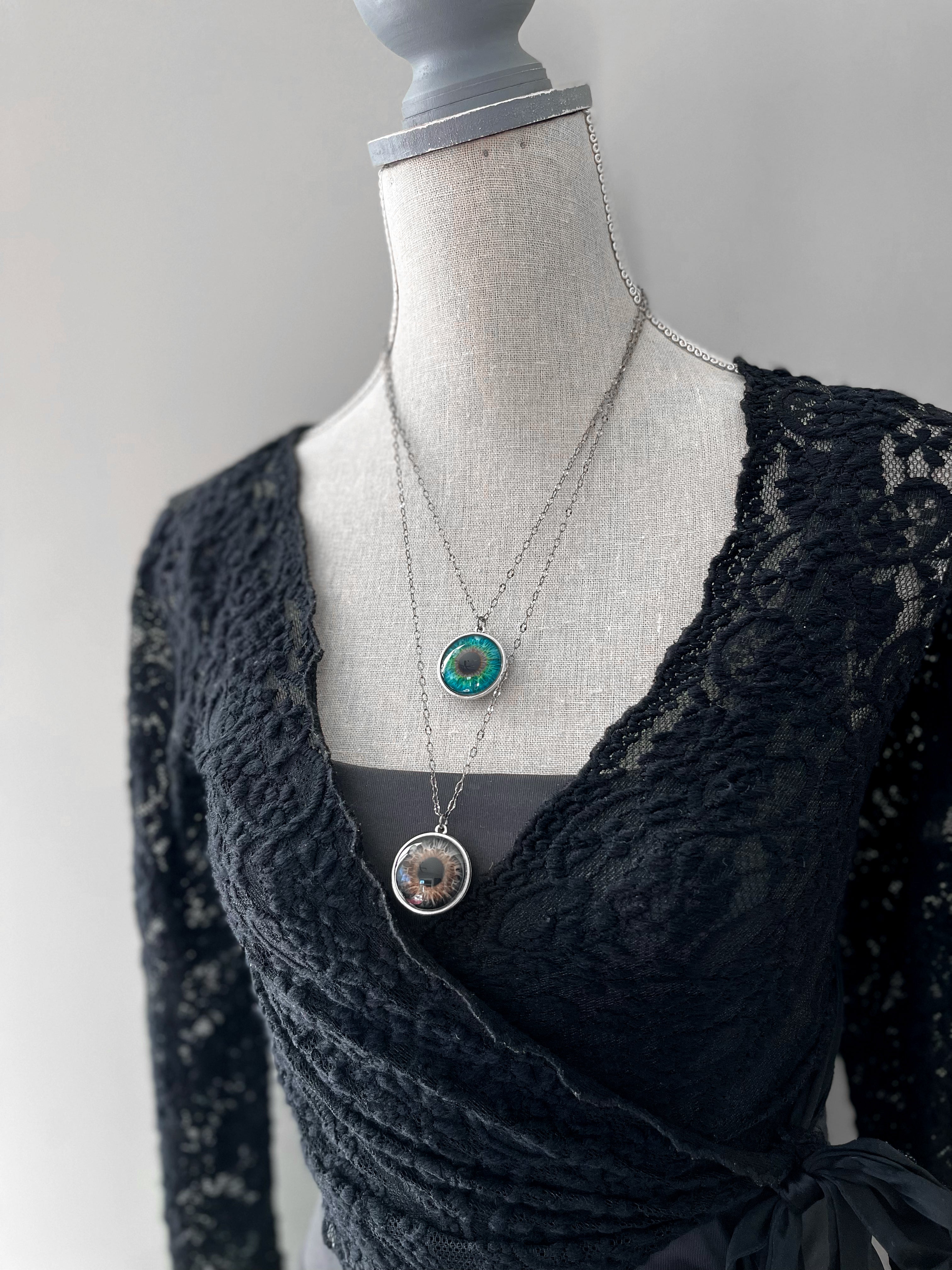Realistic Eyeball Necklace - Two-Sided Eyeball Pendant
